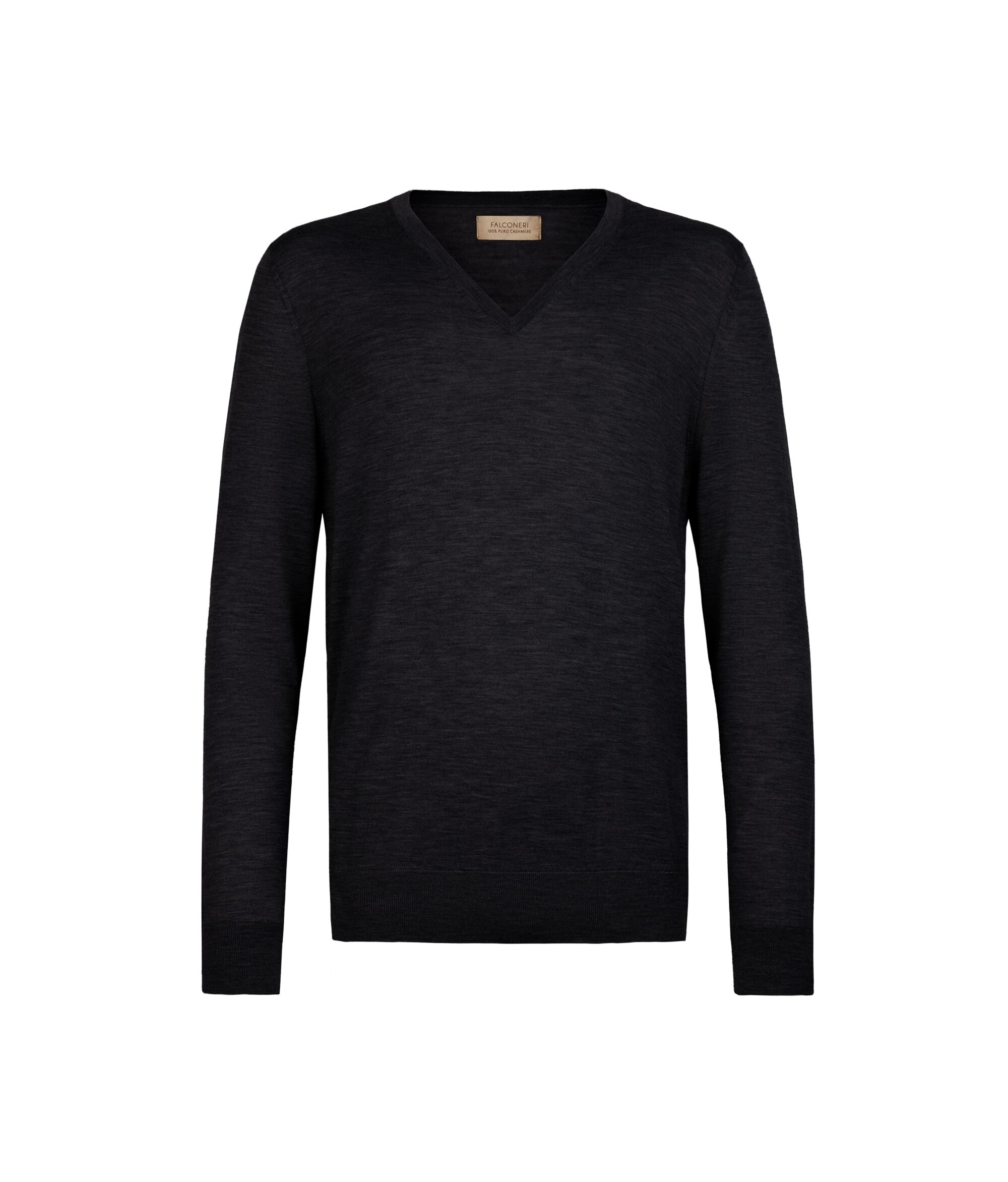 Jersey con cuello de pico de cashmere ultrafine