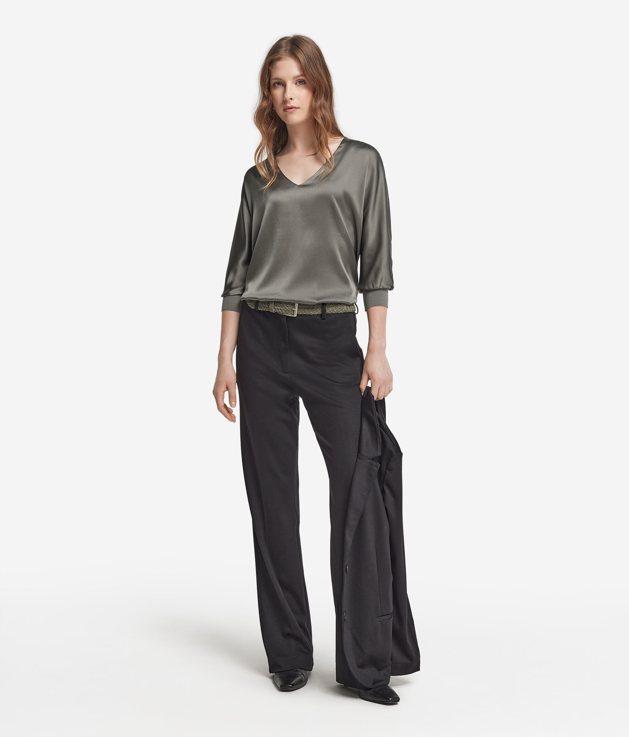 V-Neck Silk Blouse