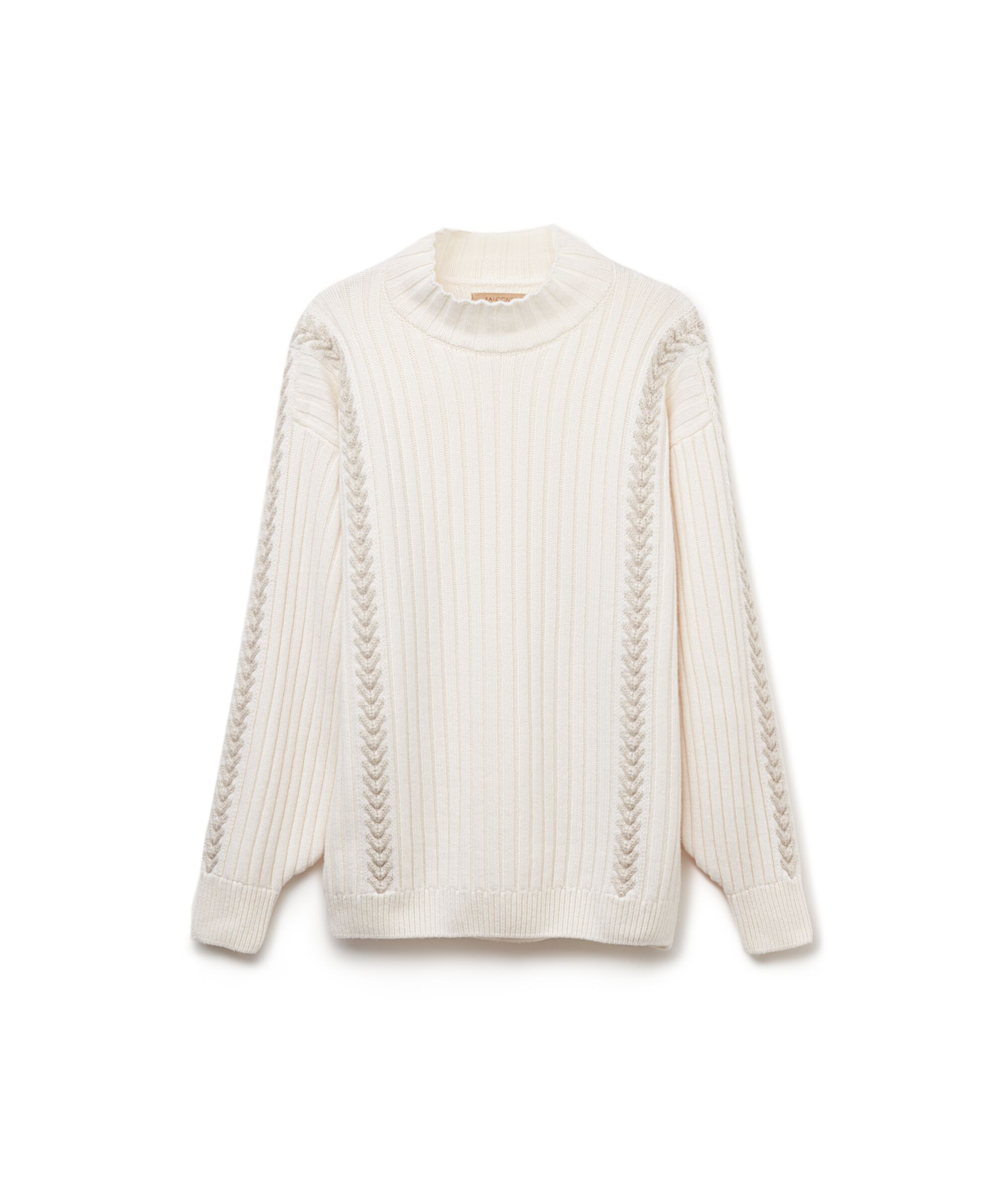Embroidered Turtleneck Jumper with Ribbed Pattern in Ultrasoft Cashmere