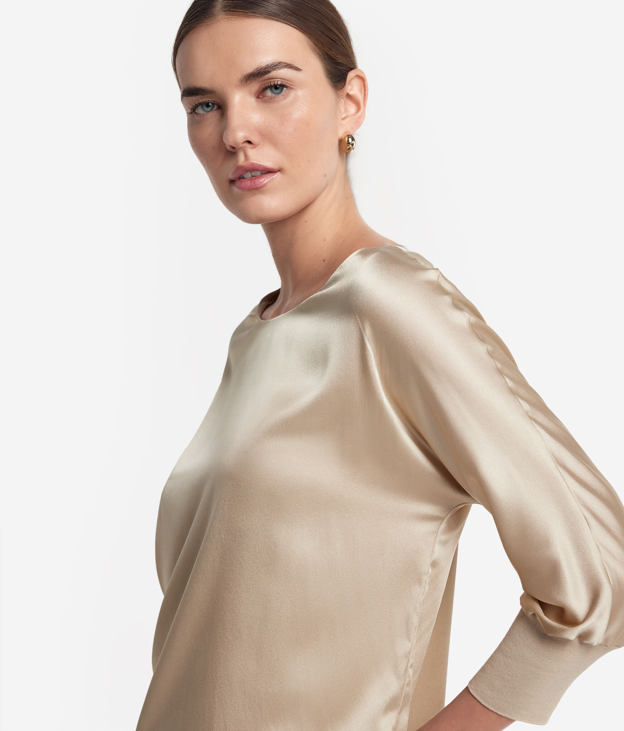 Round-Neck Silk Satin Jumper
