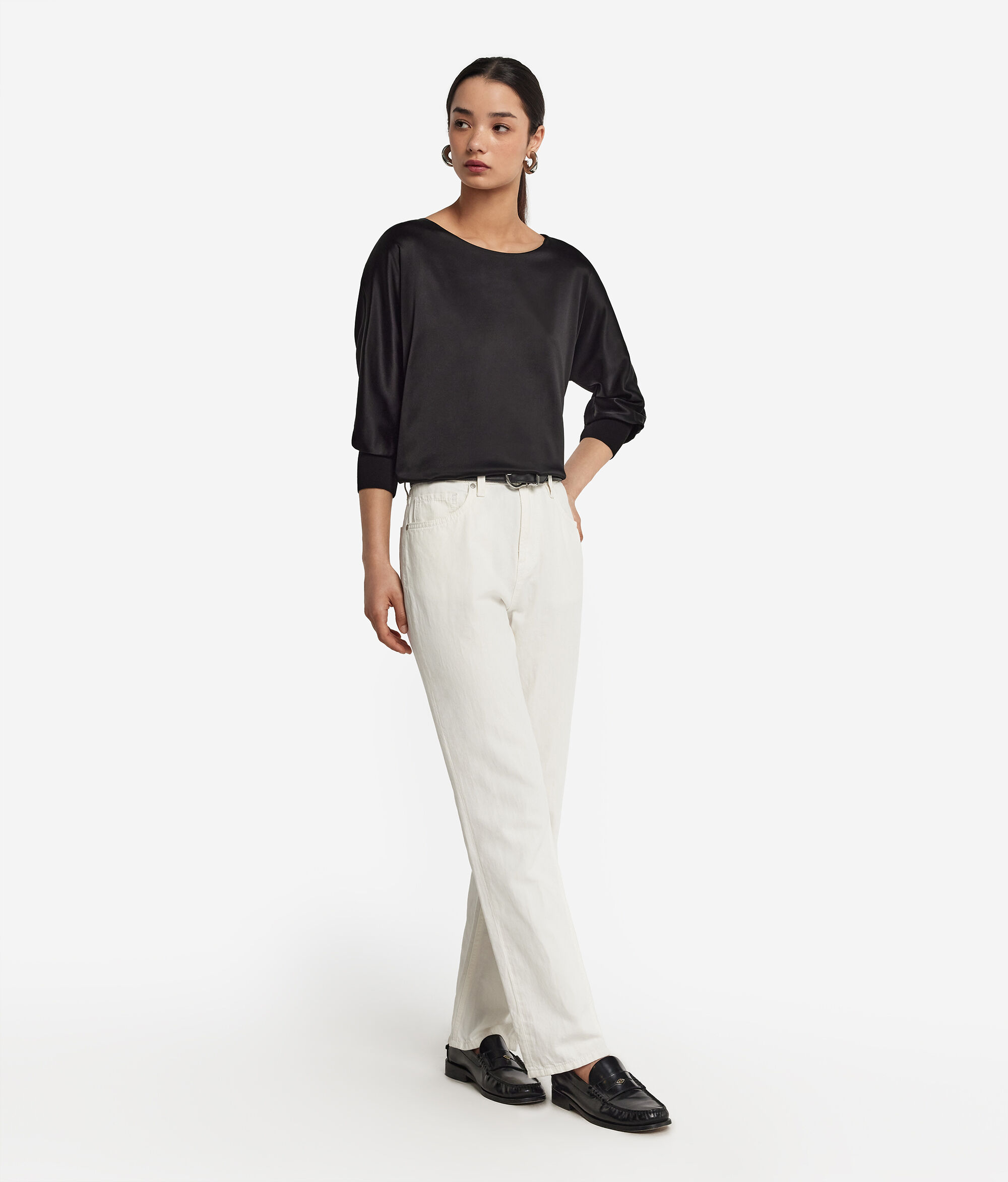 Round-Neck Silk Satin Jumper