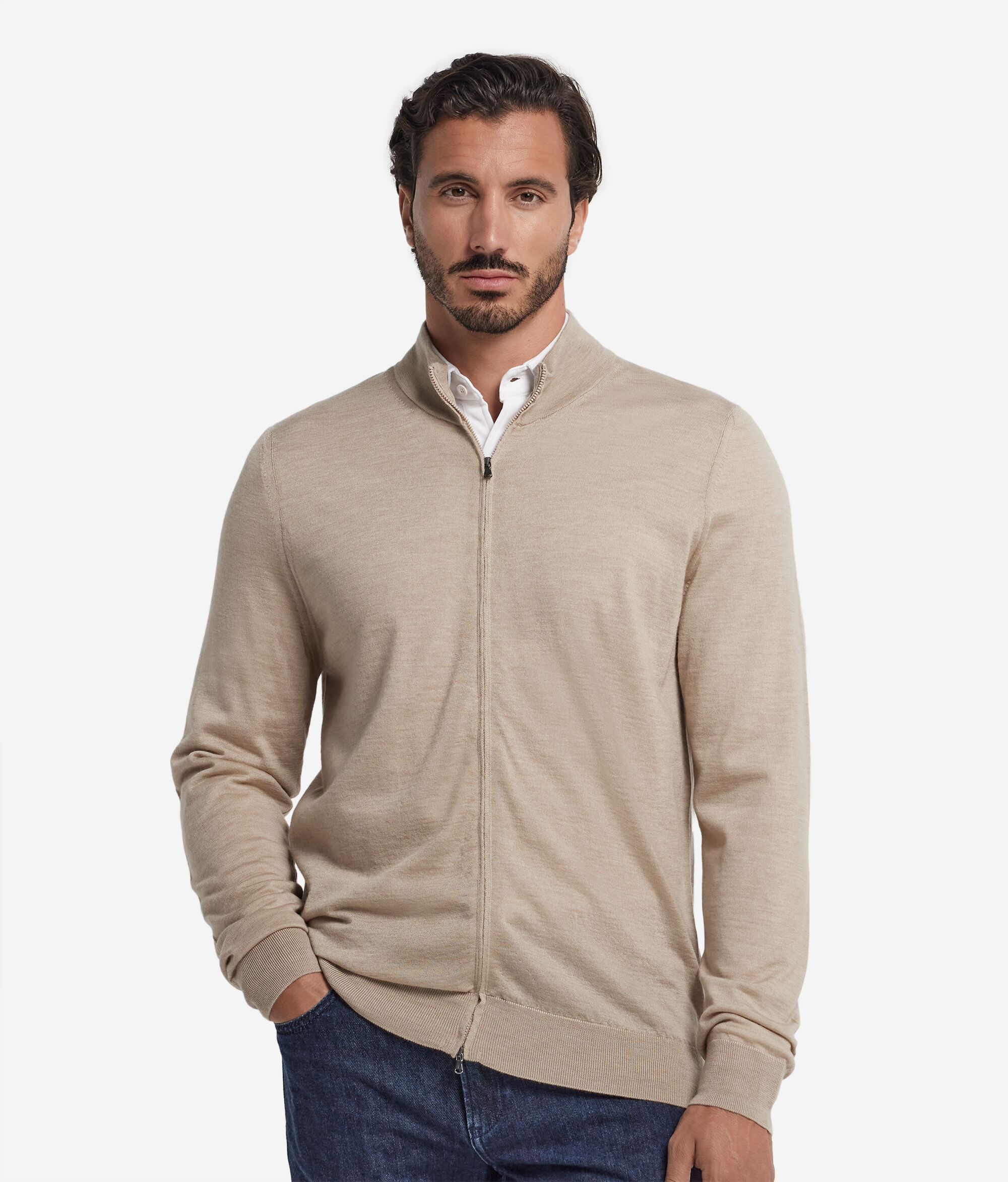 Cashmere Zip-Up Cardigan