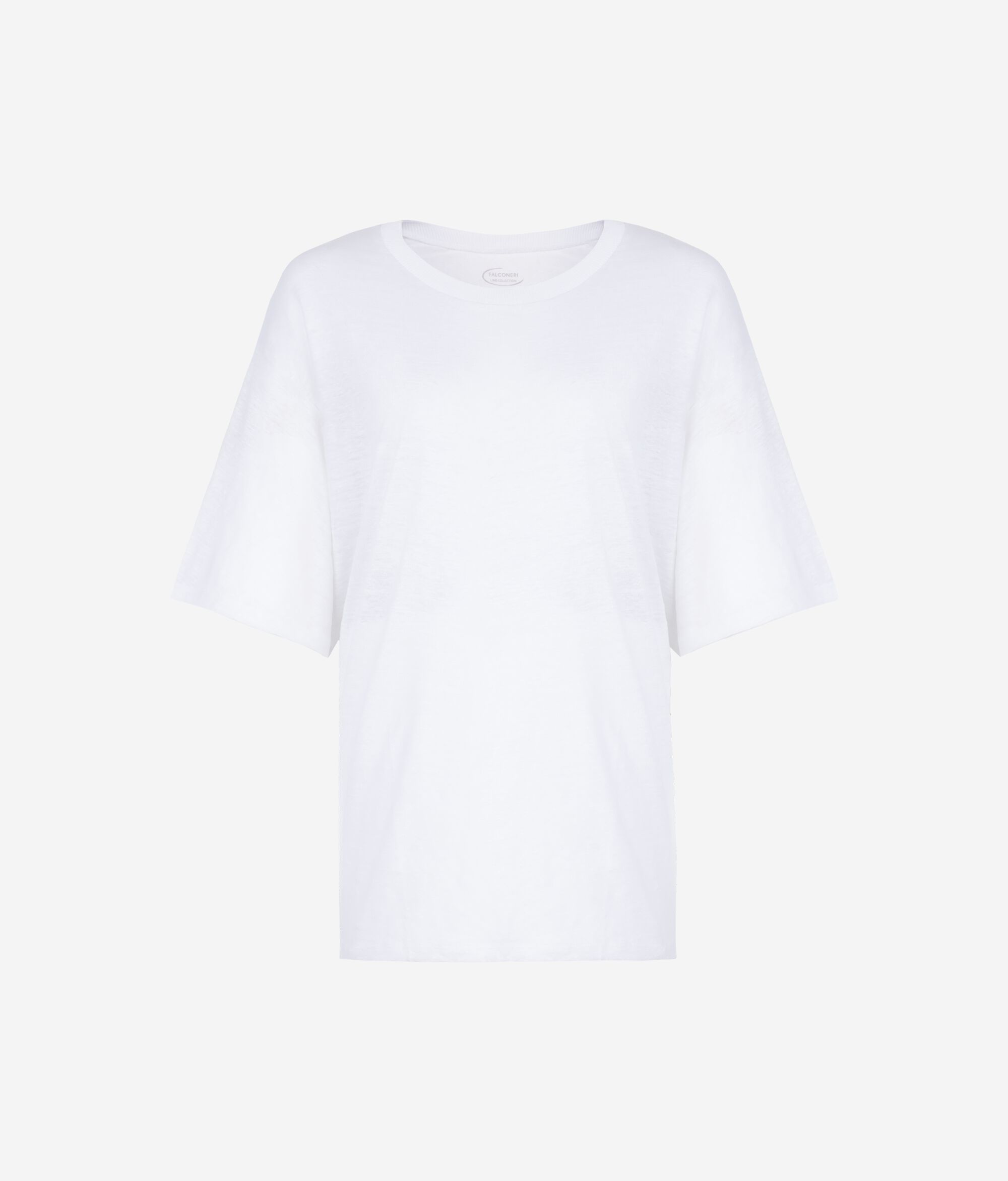 Crew-Neck Linen T-shirt with Knitted Trim