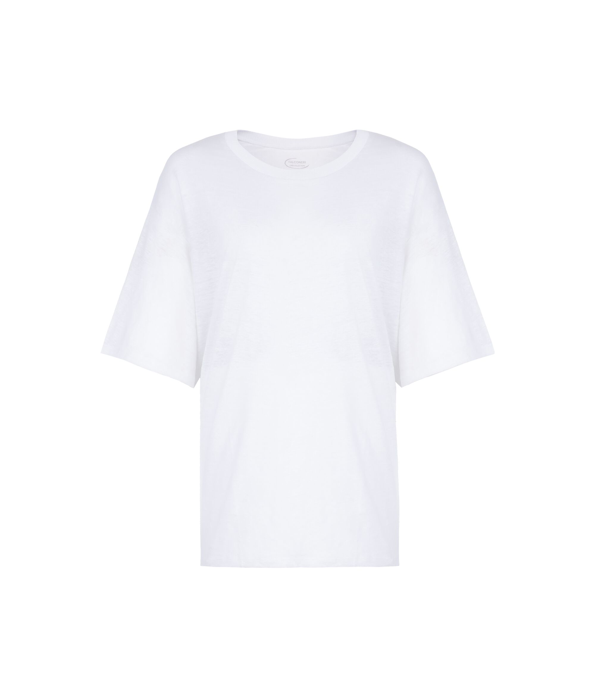 Crew-Neck Linen T-shirt with Knitted Trim