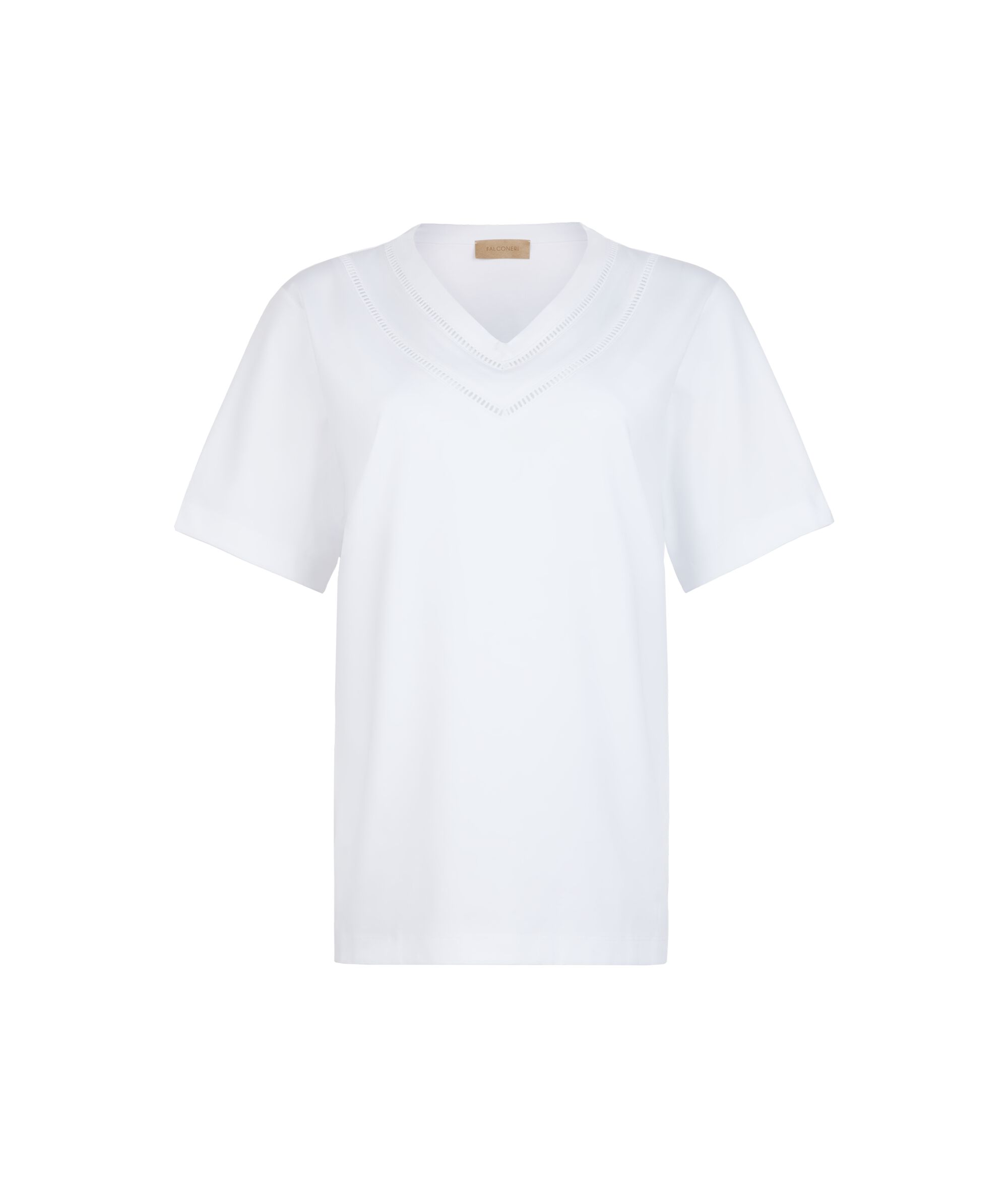 T-shirt en coton avec inserts en macramé