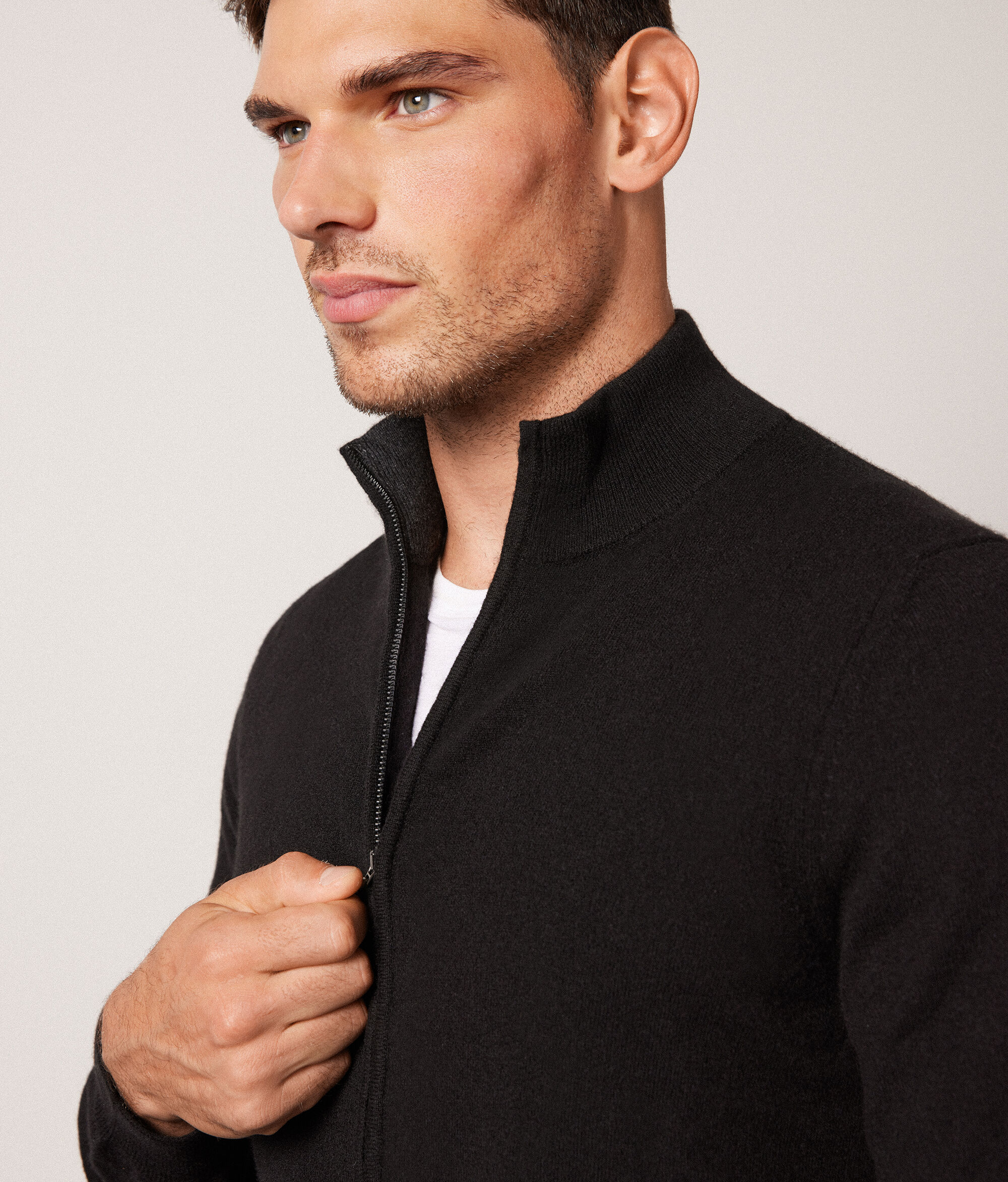 Cardigan Zip Intera in Cashmere Ultrasoft
