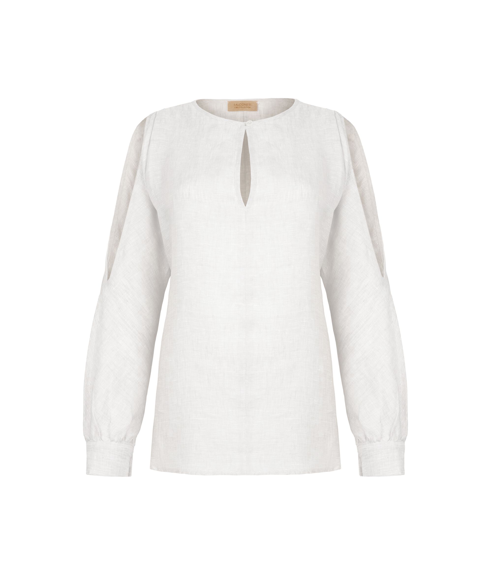 Linen Shirt with Cut-Out Shoulders_8078