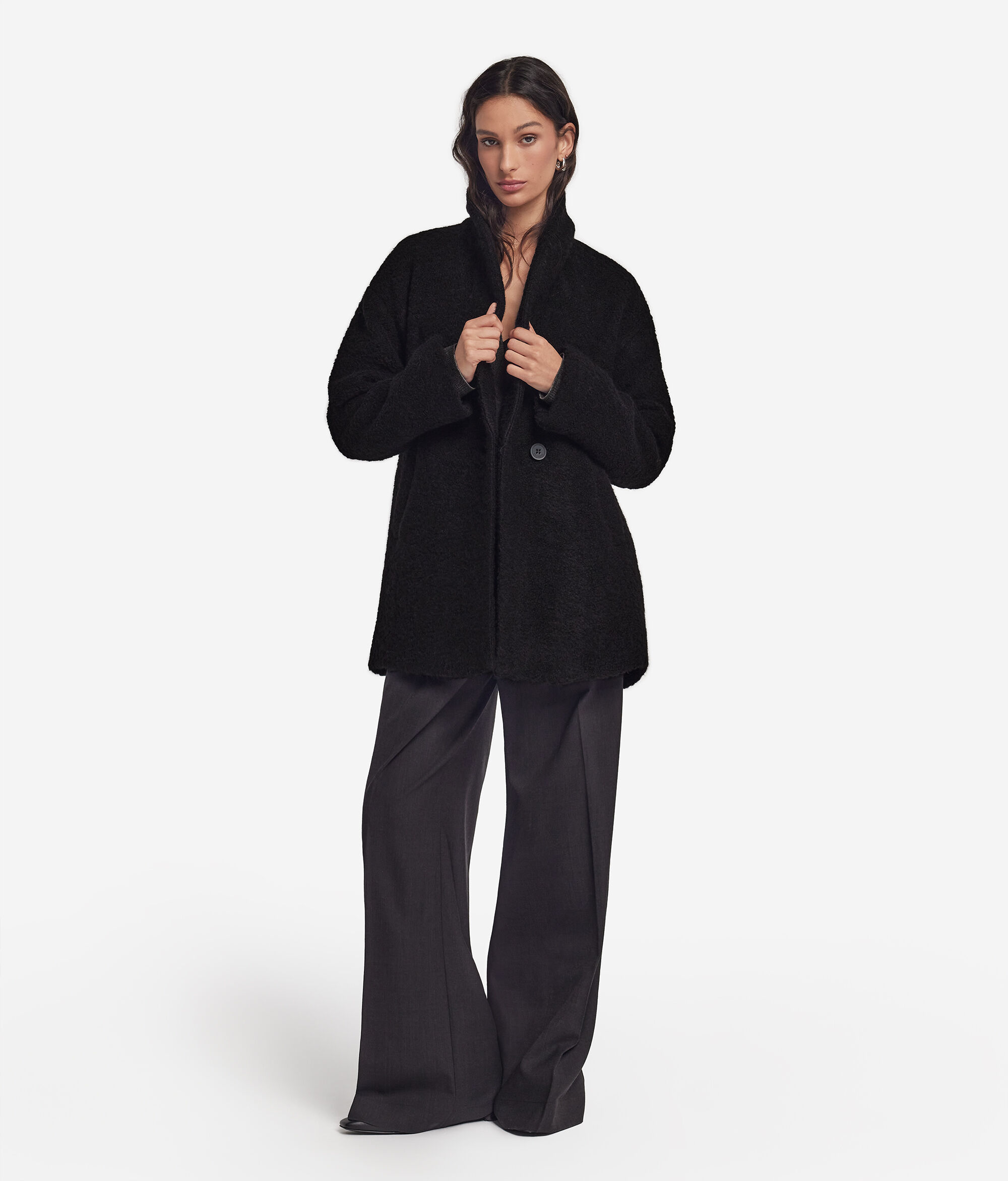 Alpaca wool bouclé coat