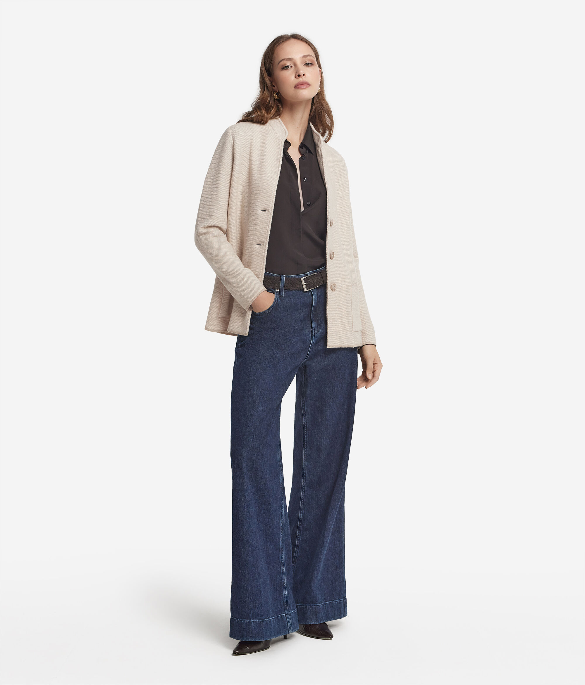 Zweifarbiger Blazer aus Wolle und Kaschmir