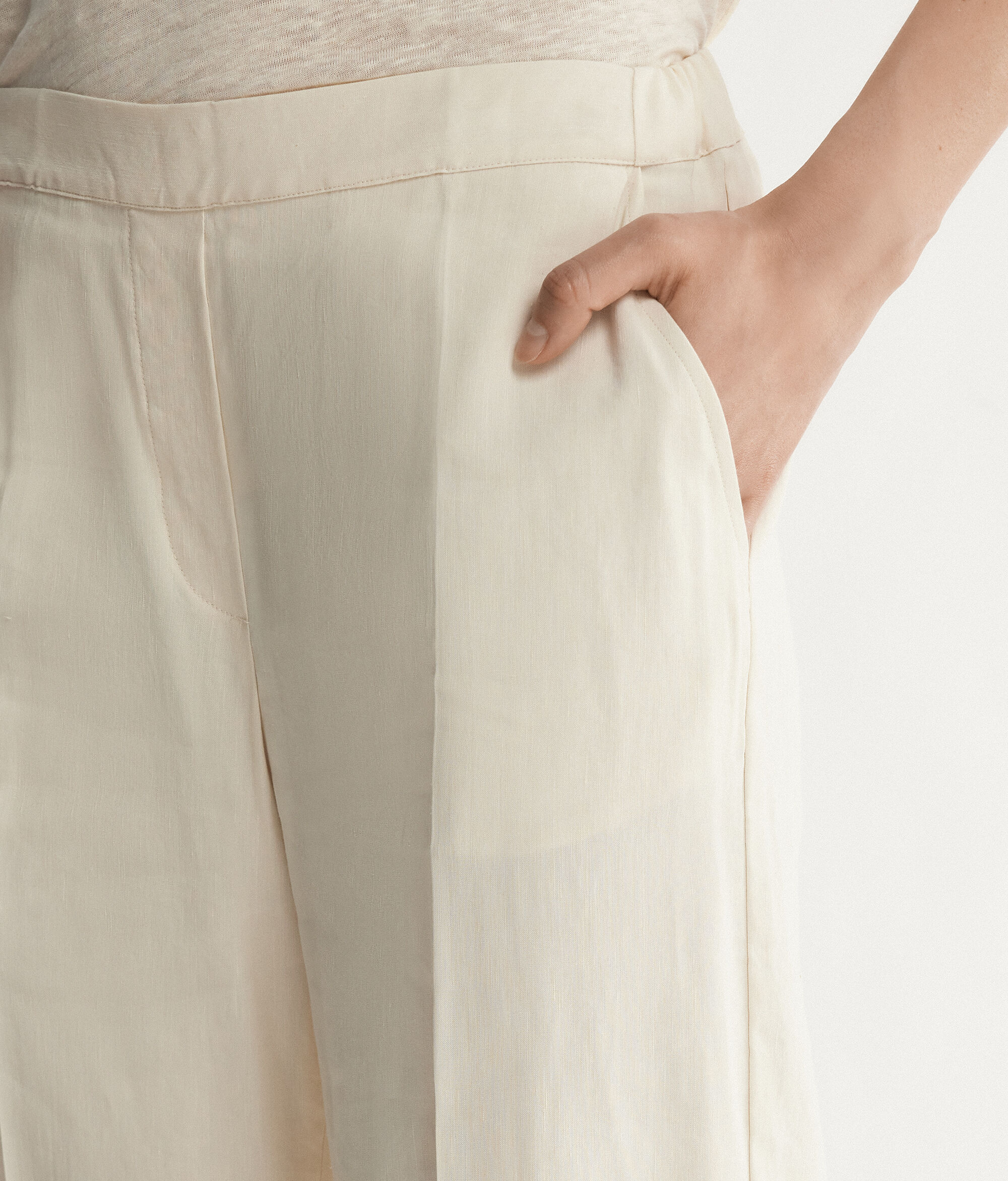 Linen Viscose Wide-Leg Trousers
