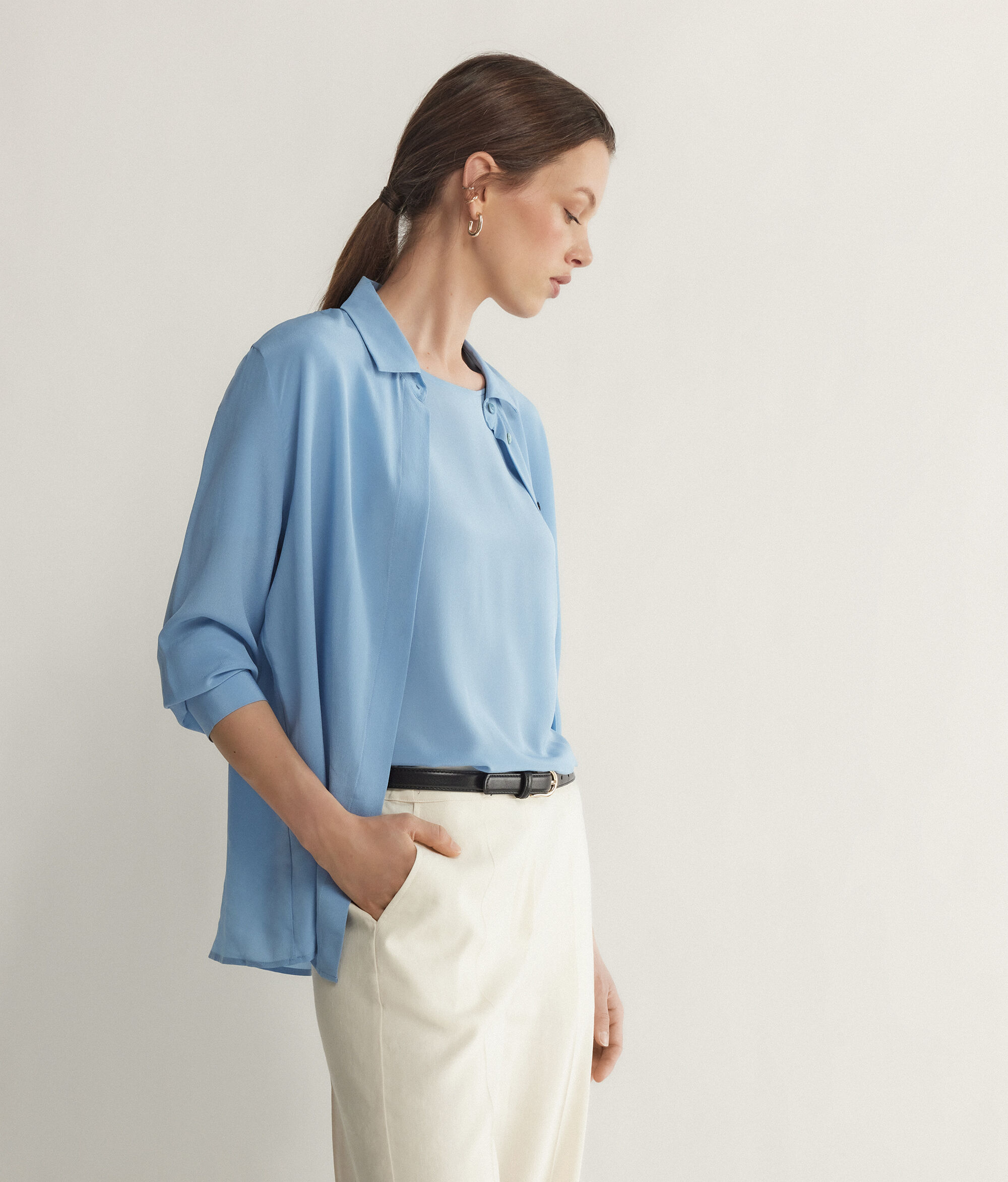 Round-Neck Silk T-Shirt
