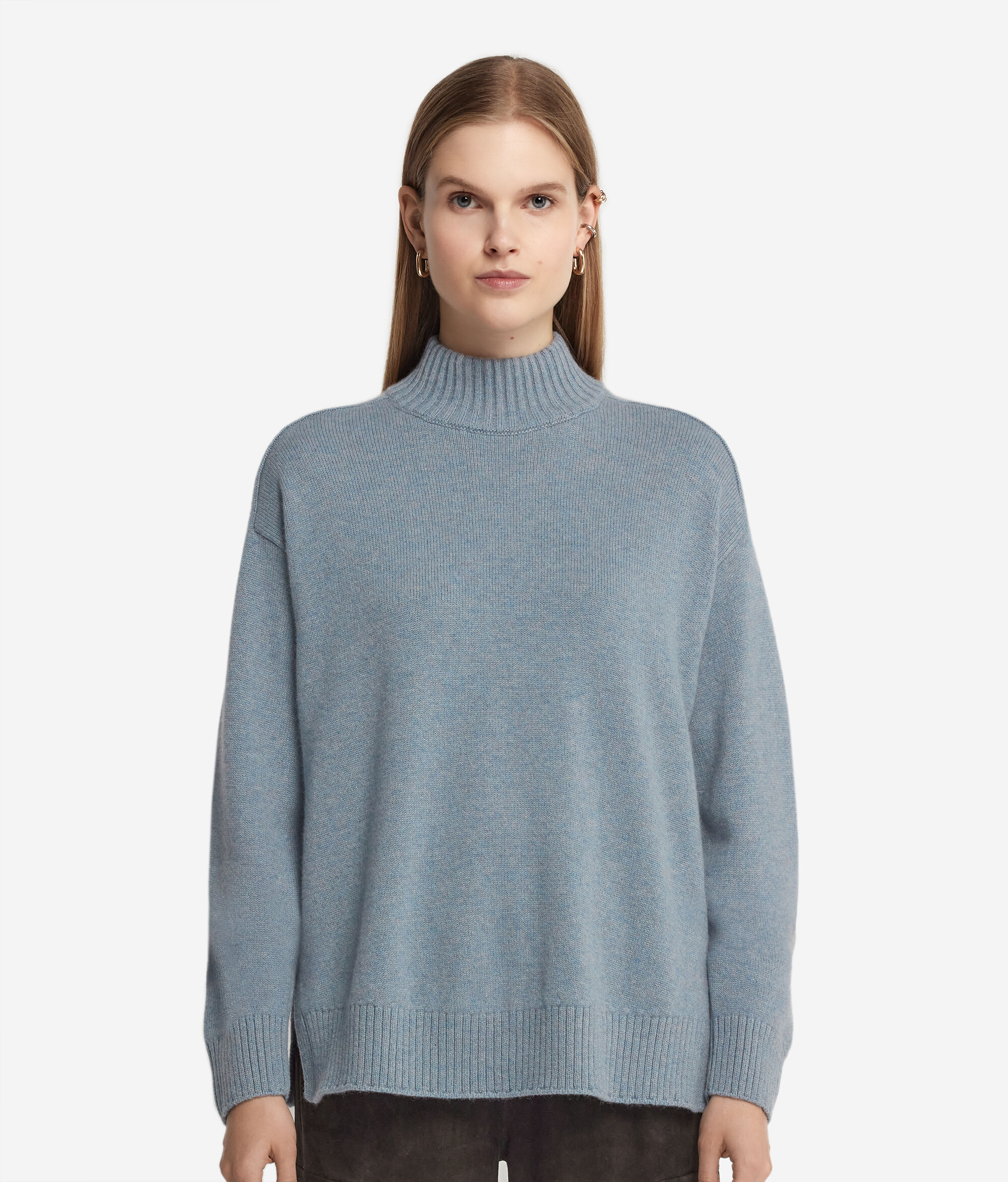 Stehkragenpullover aus Kaschmir Ultrasoft mit Sattelschulter