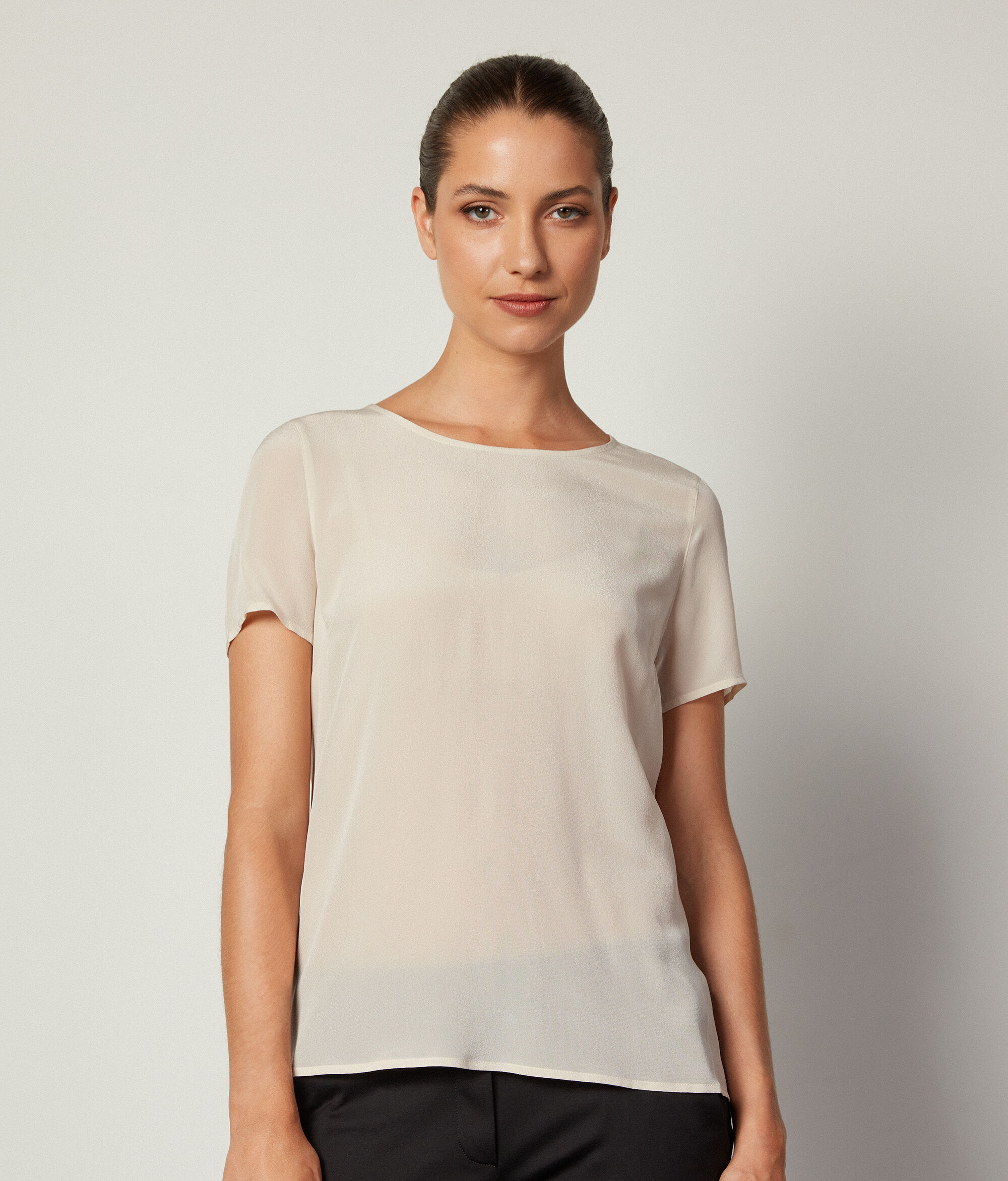 Rundhals-T-Shirt aus Seide