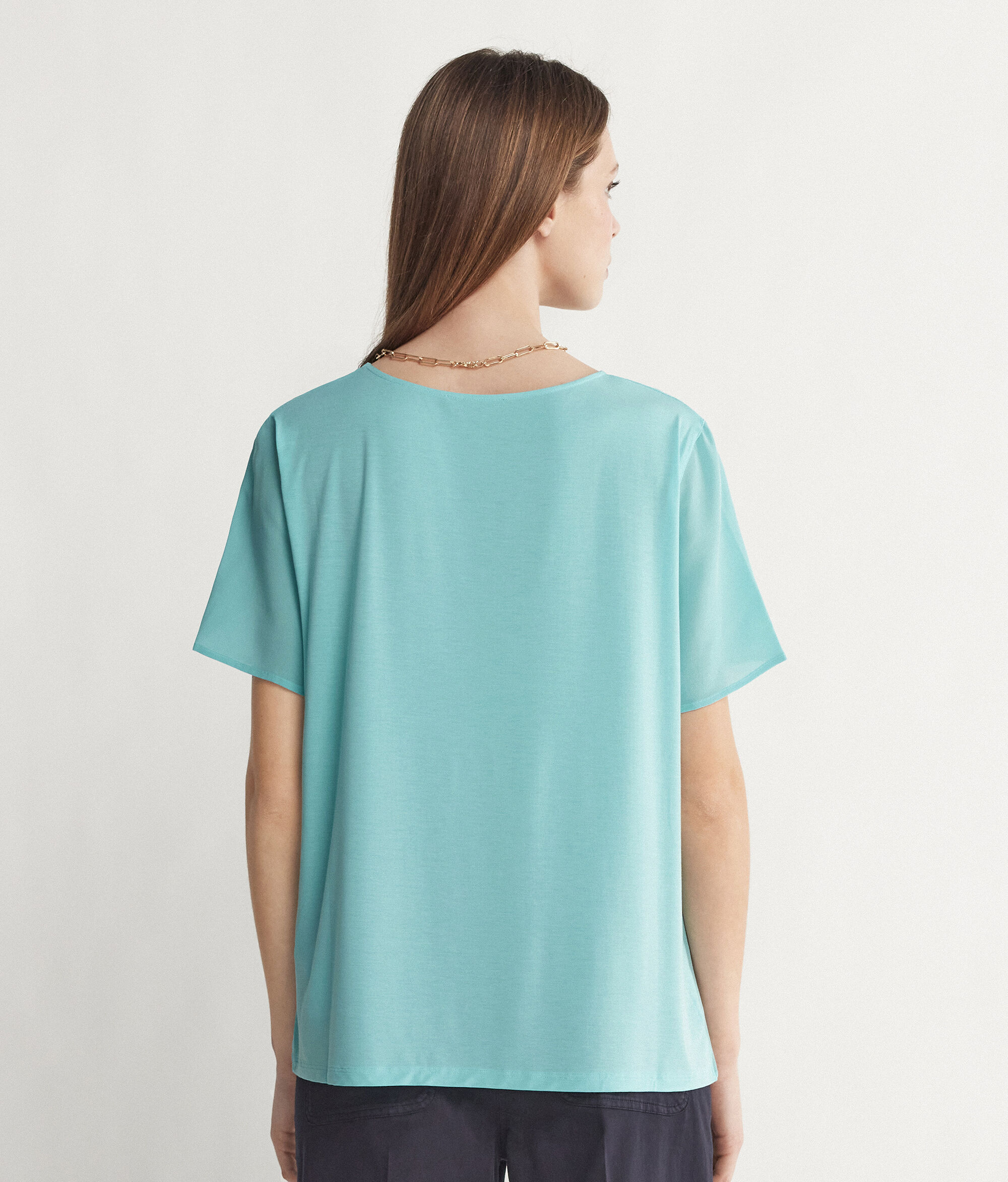 Round-Neck Silk T-Shirt