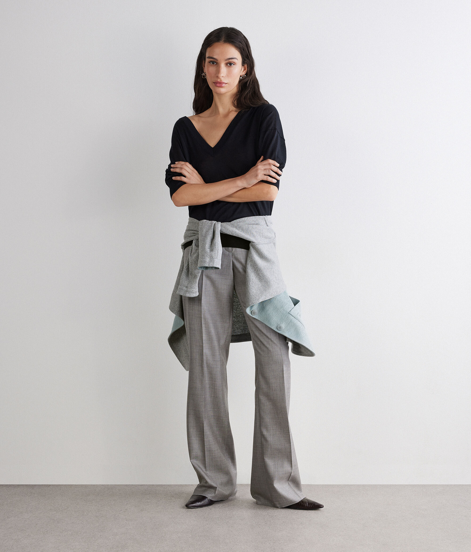 Pullover mit doppeltem V-Ausschnitt aus Silkfine