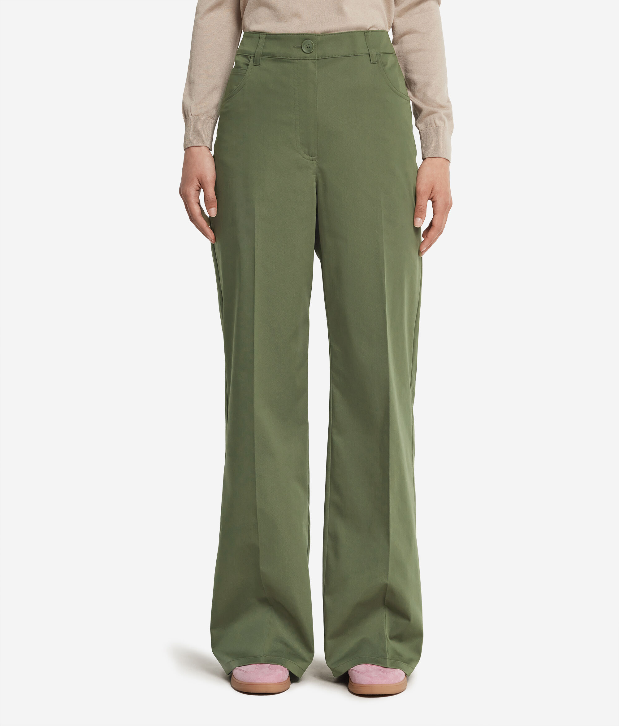 Pantalone Palazzo in Tessuto di Cotone