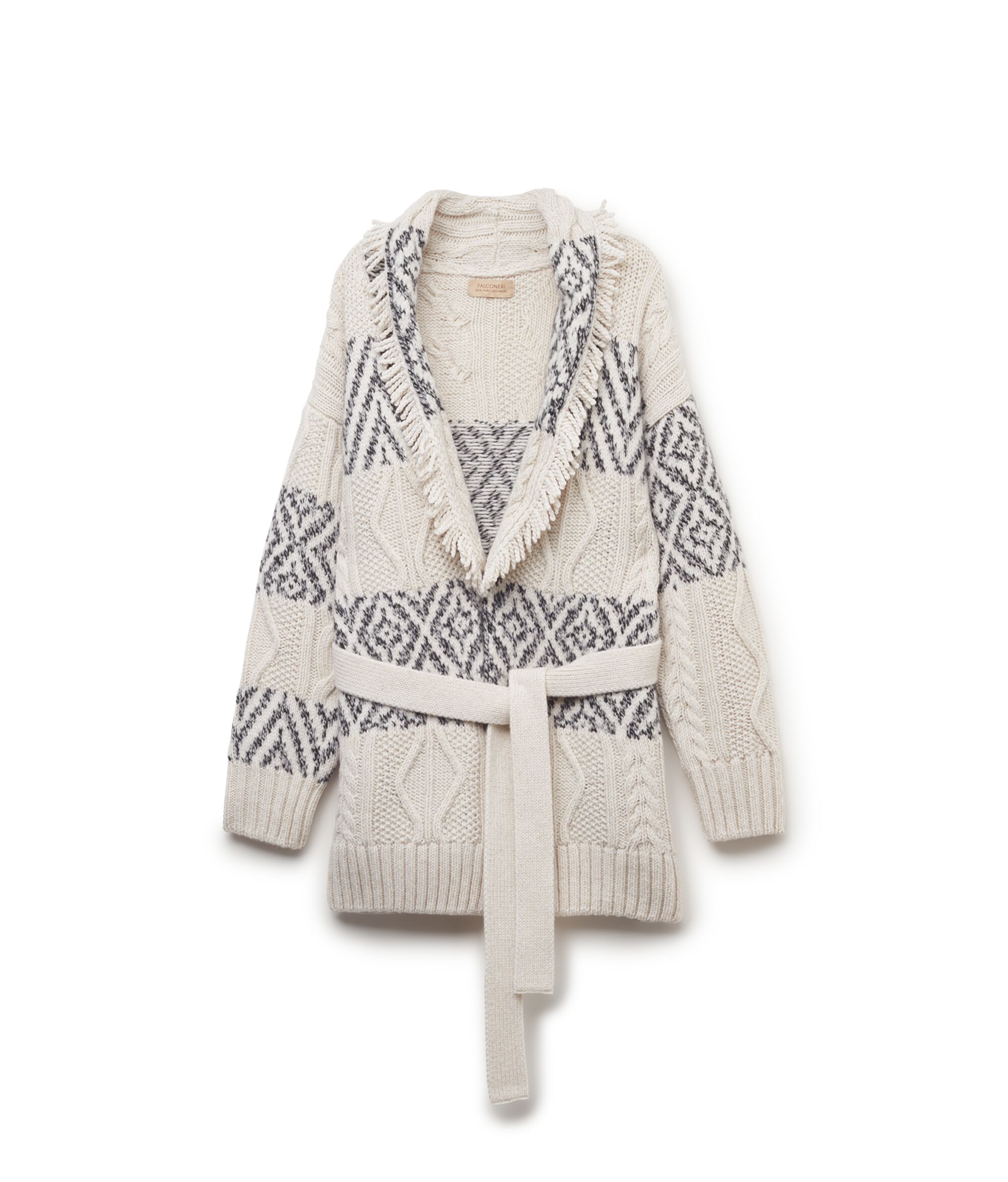 Cárdigan con motivo jacquard y de ochos de cashmere ultrasoft