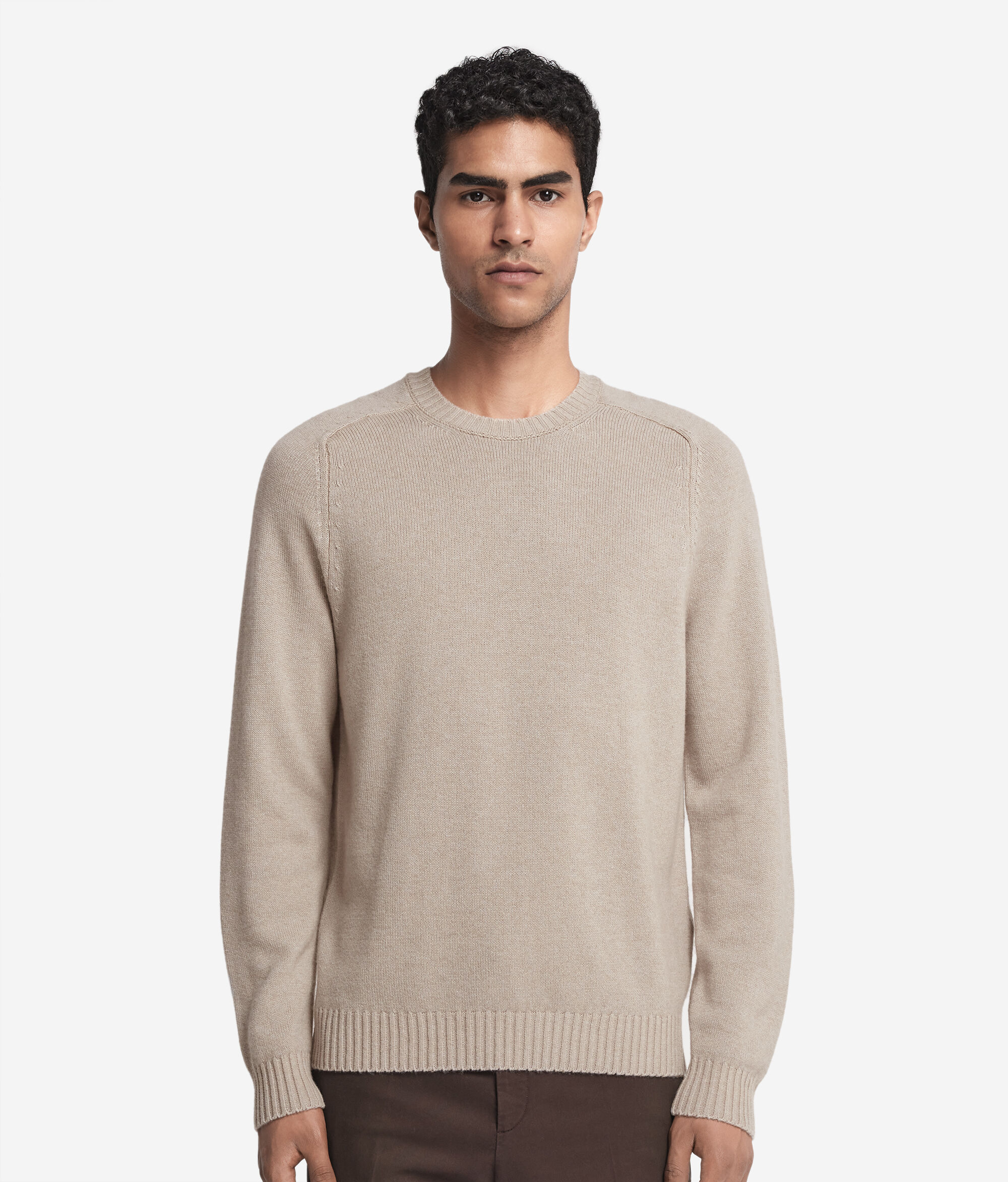 Pull homme en cachemire ultra-doux à col rond côtelé
