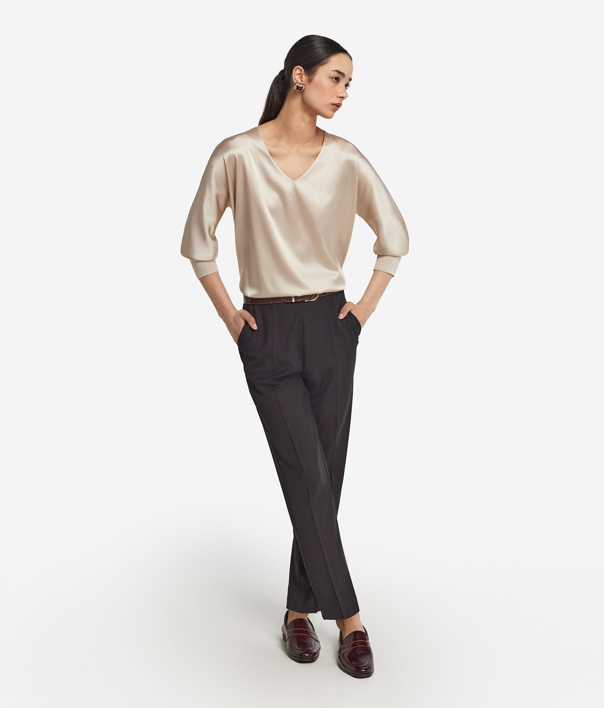 V-Neck Silk Blouse