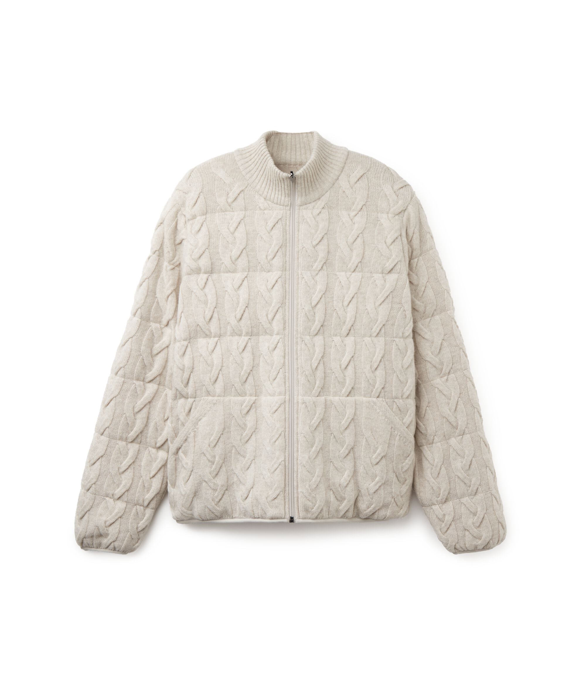 Cashmere Reversible Down Jacket with Cable Pattern_8176