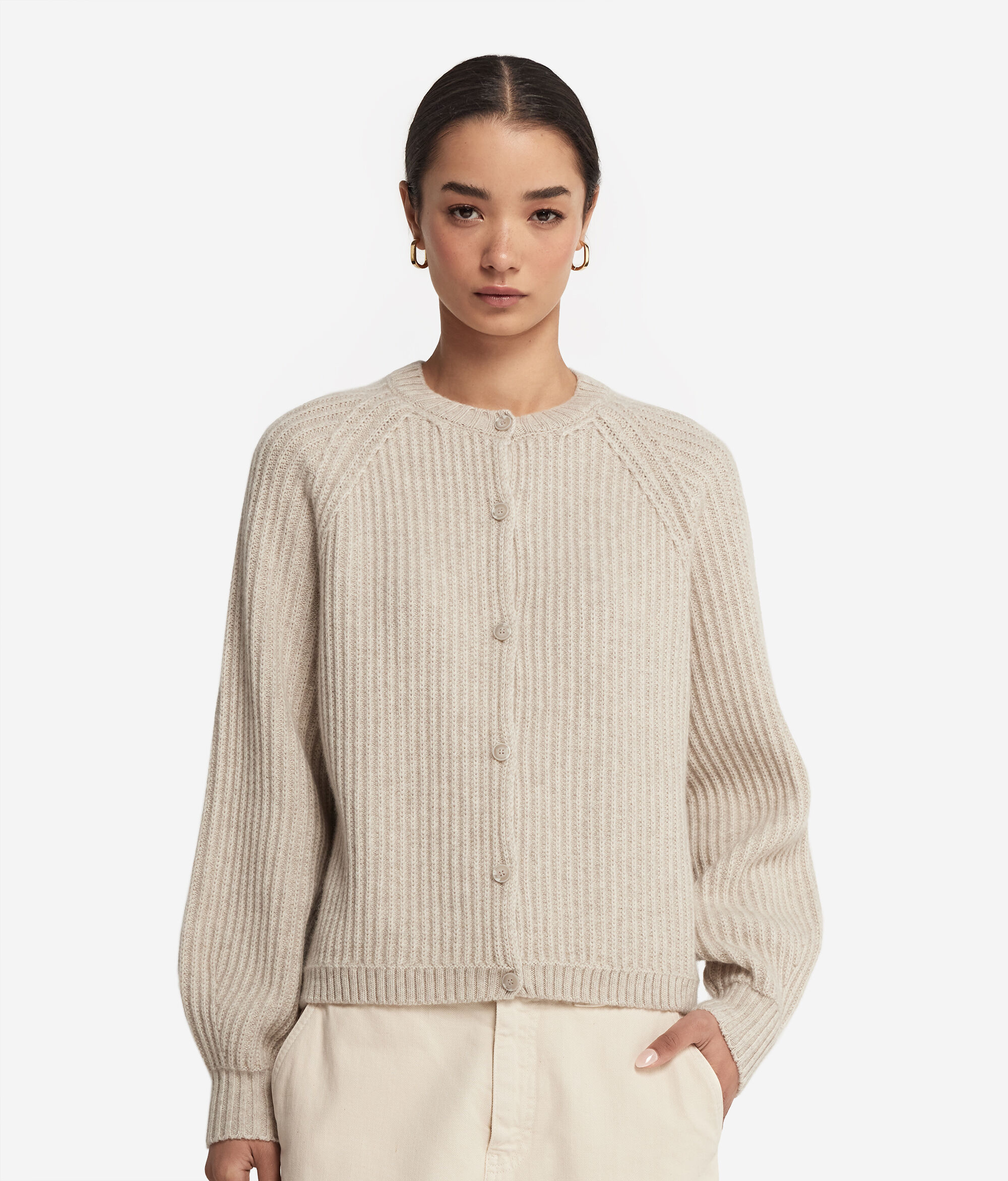 Cardigan aus Kaschmir Ultrasoft mit Rippenmotiv