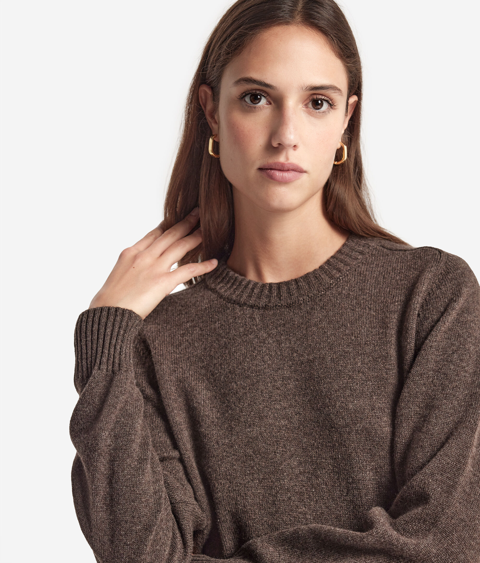Maglia Girocollo con Spalla Martello in Cashmere Ultrasoft