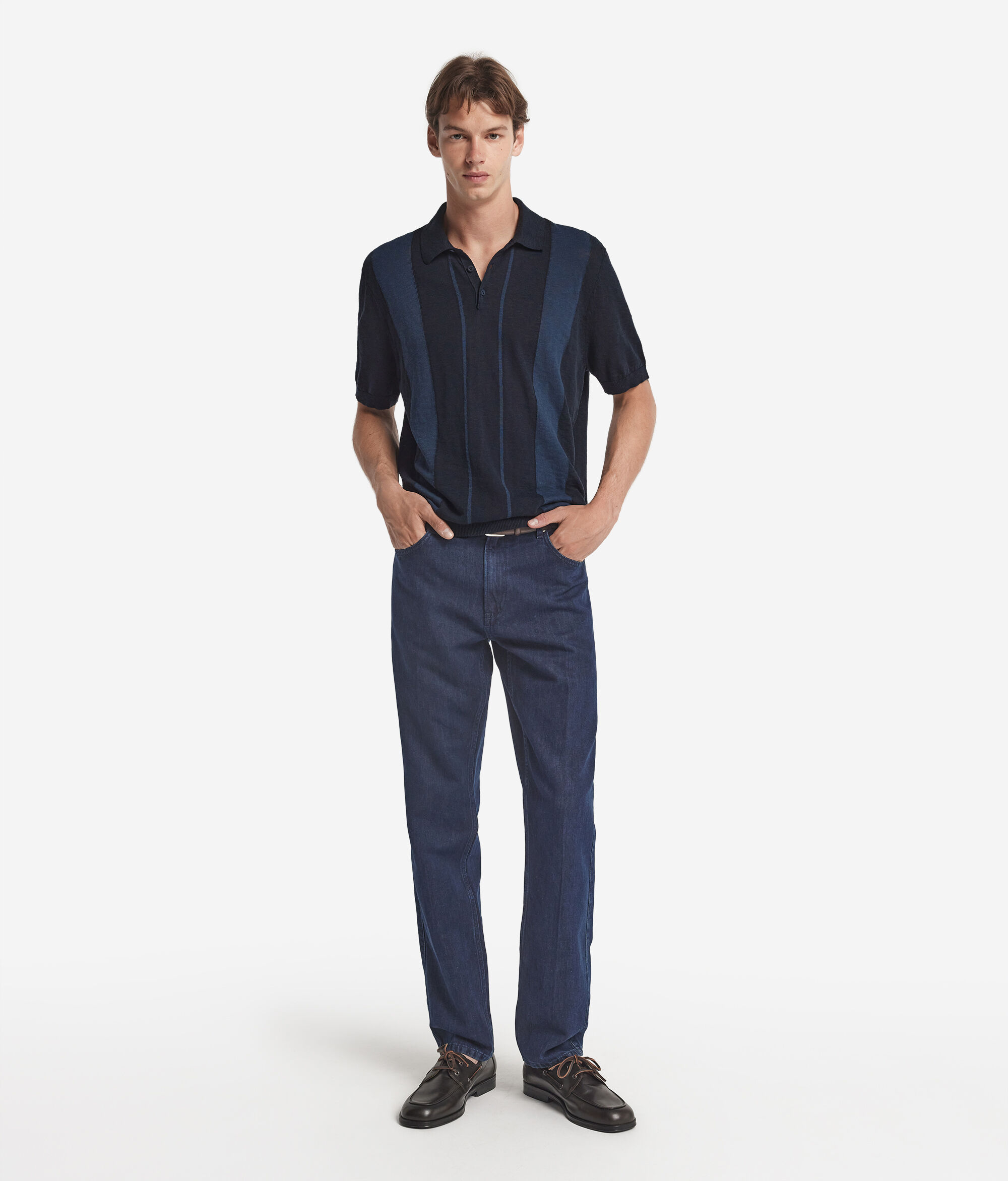 Twist Inlay Polo Shirt in Cotton