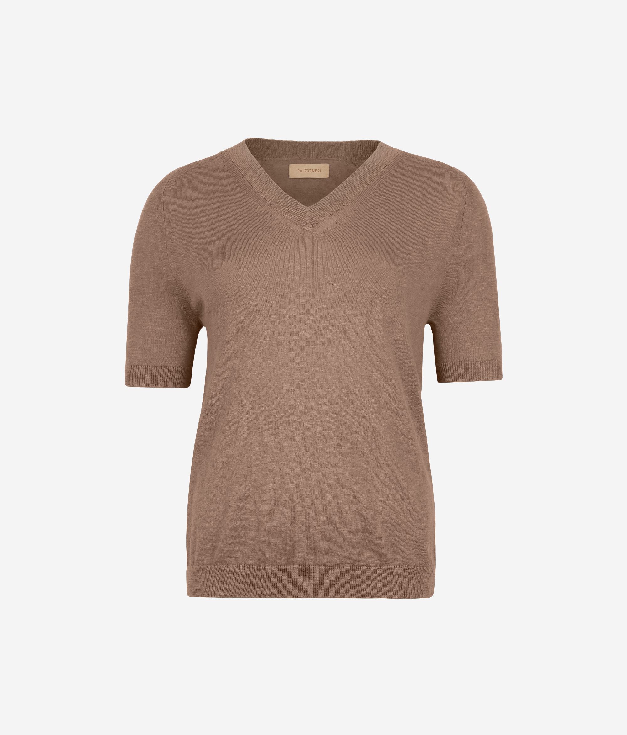 T-shirt à manches courtes et col V multibrin