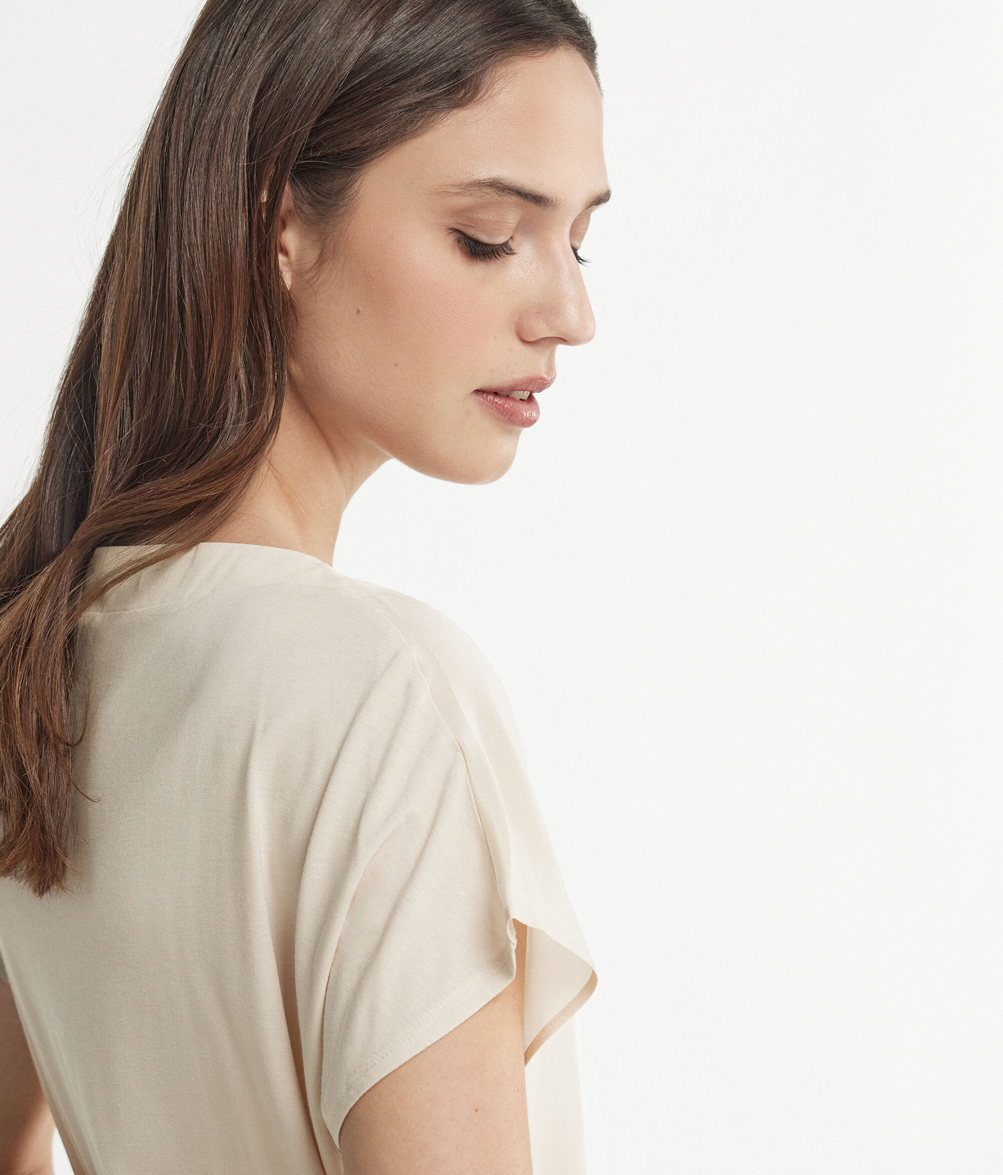 Silk V-Neck Kimono T-Shirt