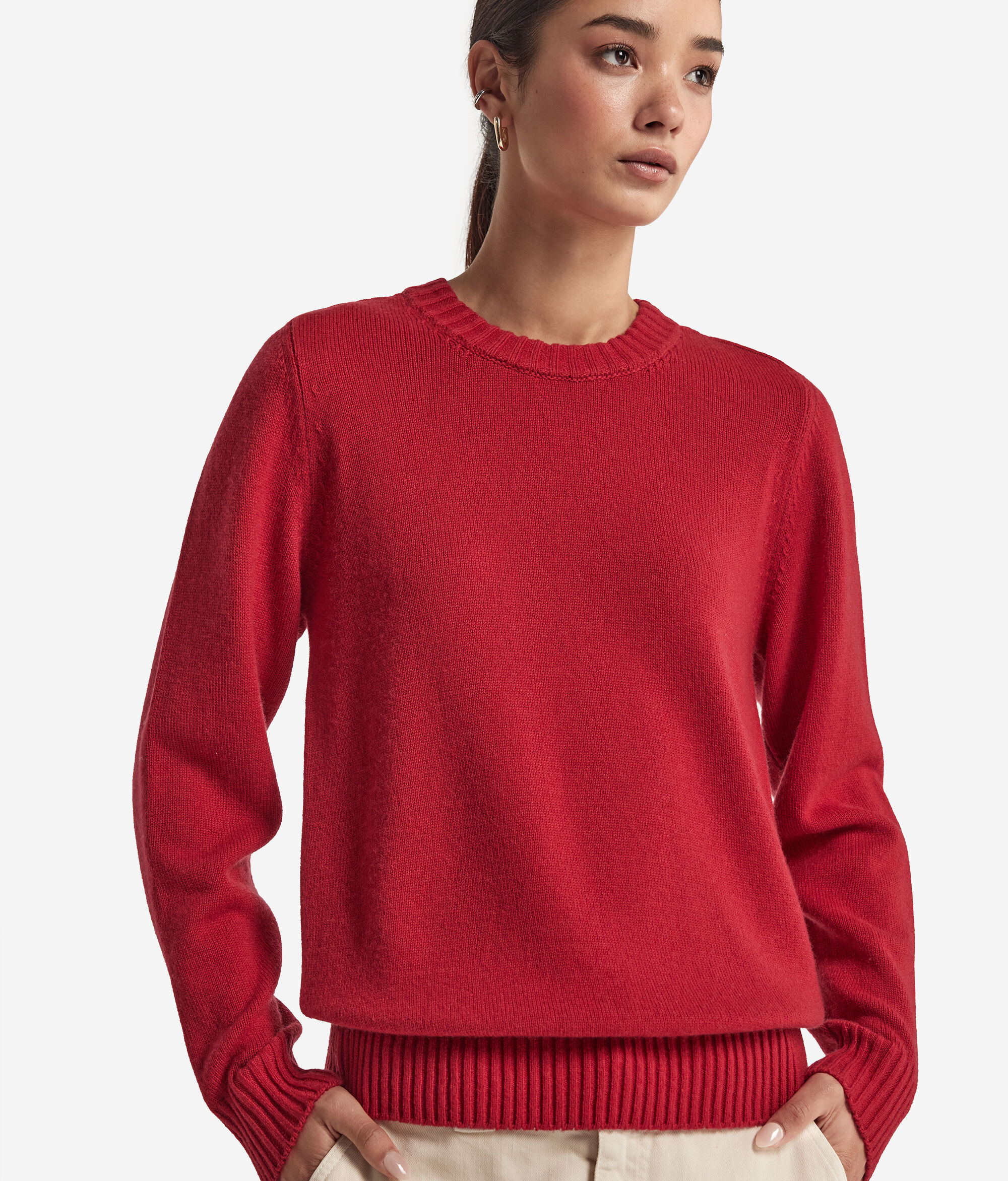 Maglia Girocollo con Spalla Martello in Cashmere Ultrasoft