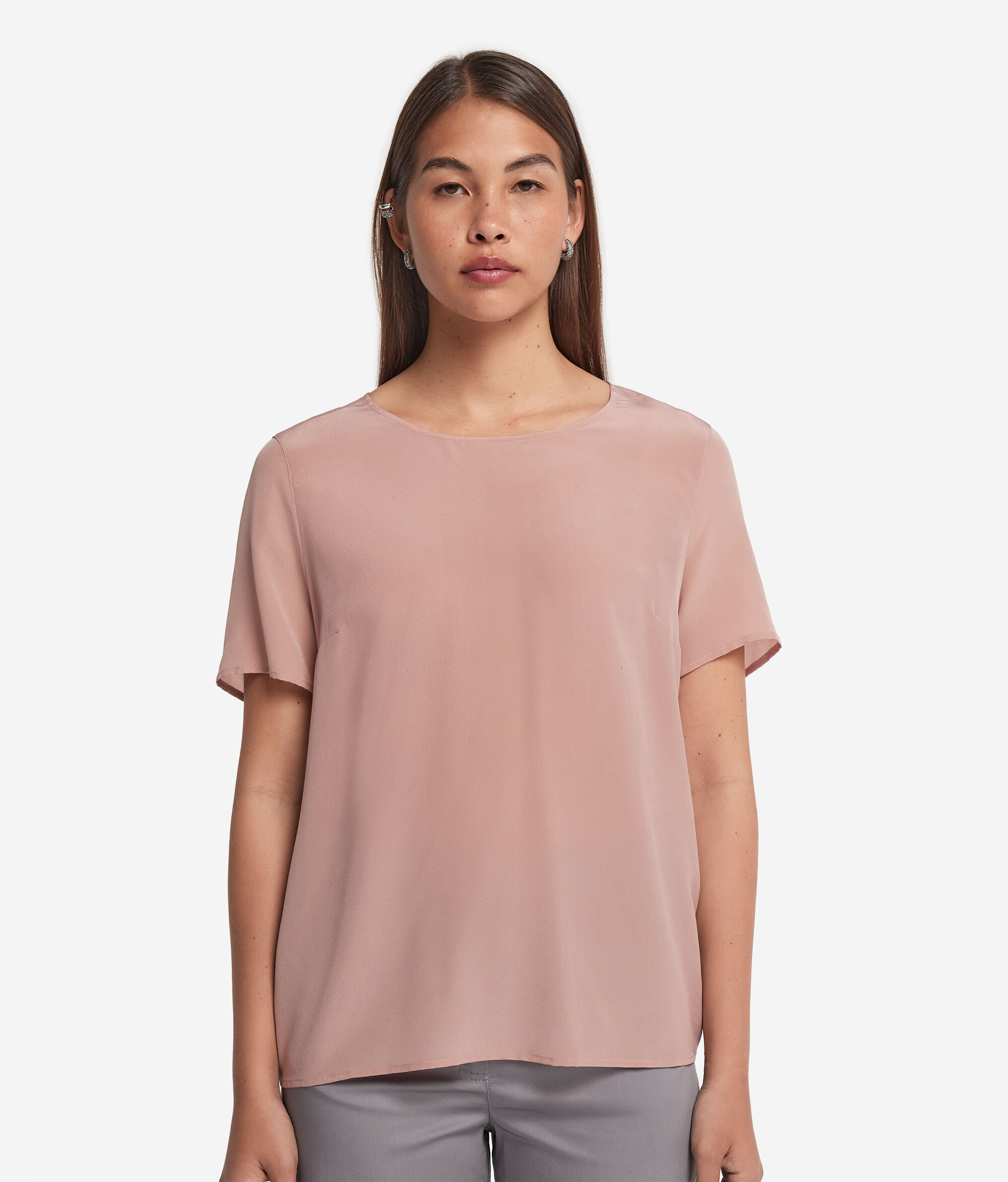 Round-Neck Silk T-Shirt