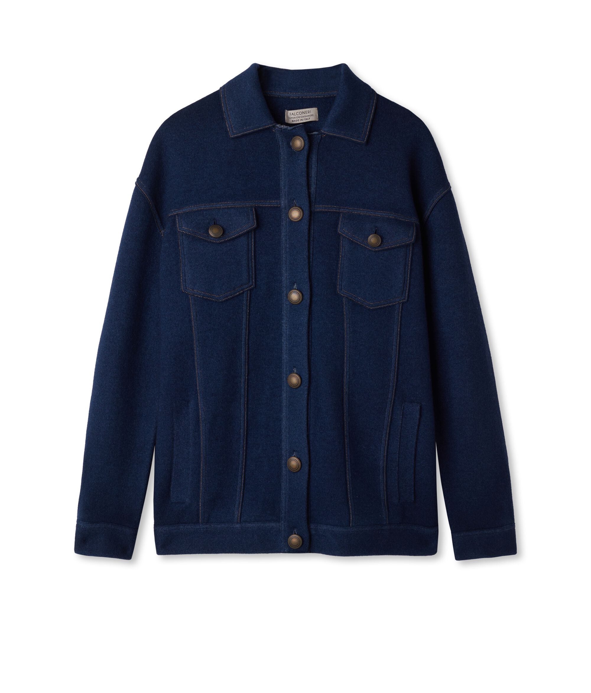 Chaqueta de cashmere con pespuntes