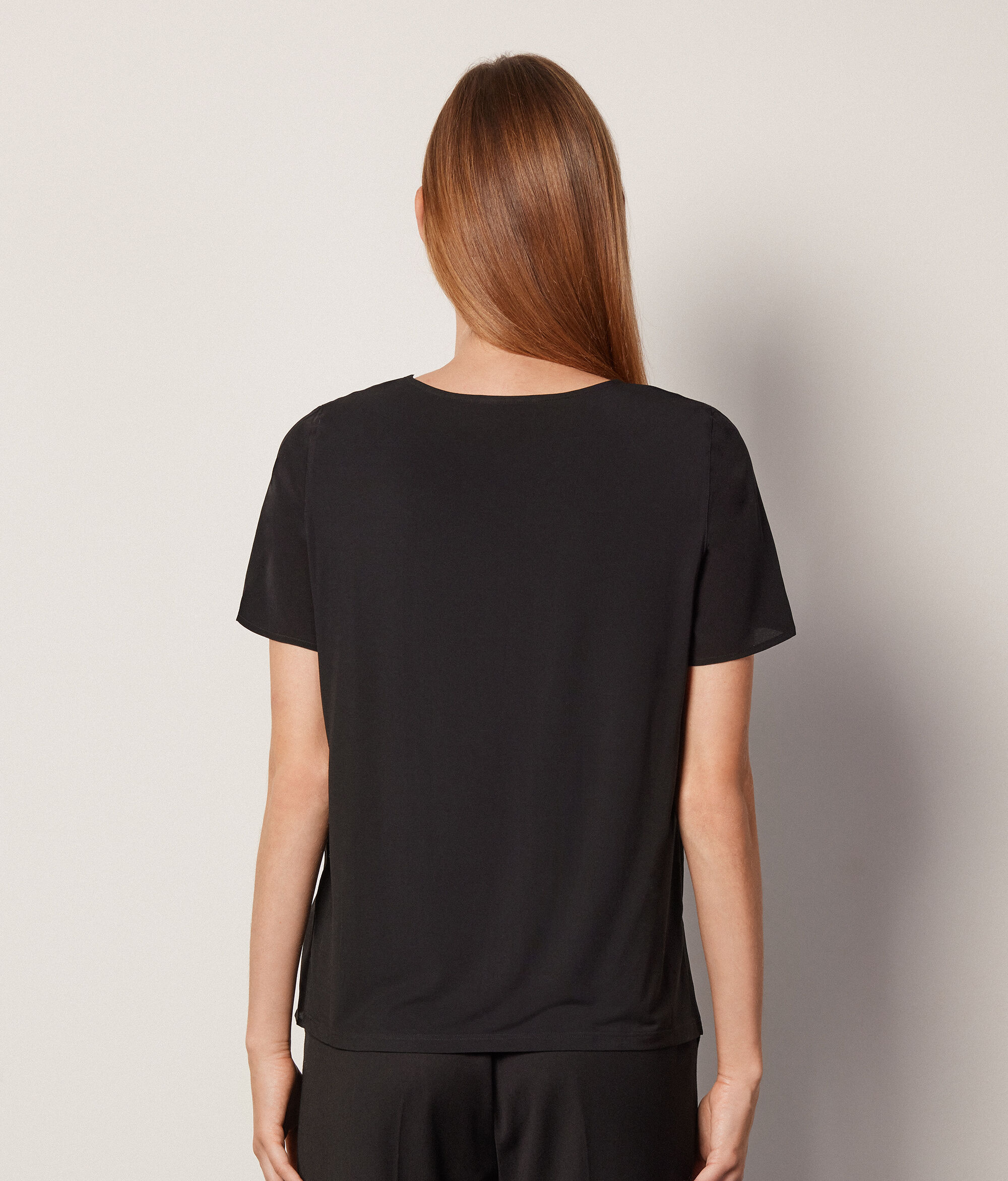 Rundhals-T-Shirt aus Seide