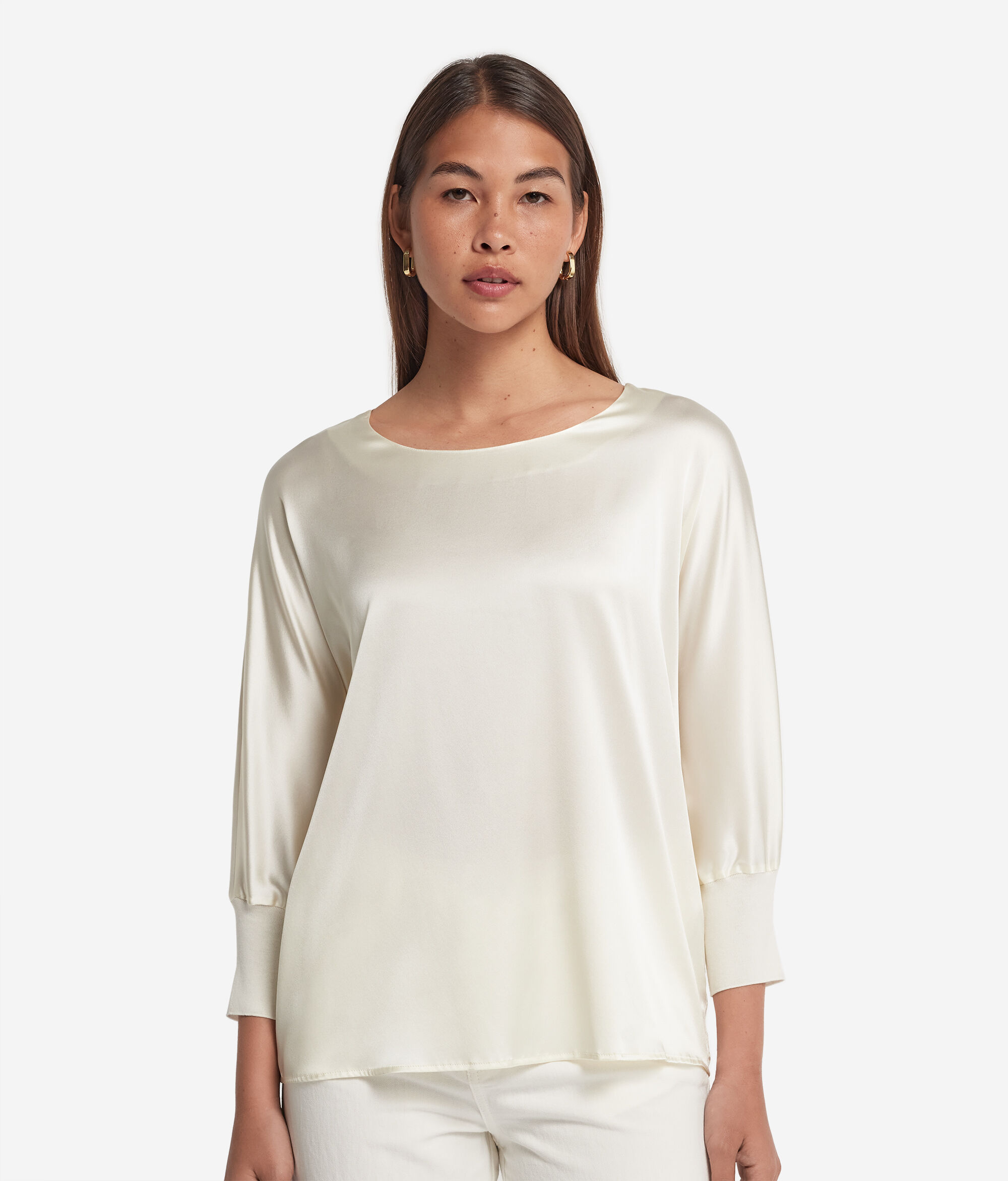 Round-Neck Silk Satin Jumper