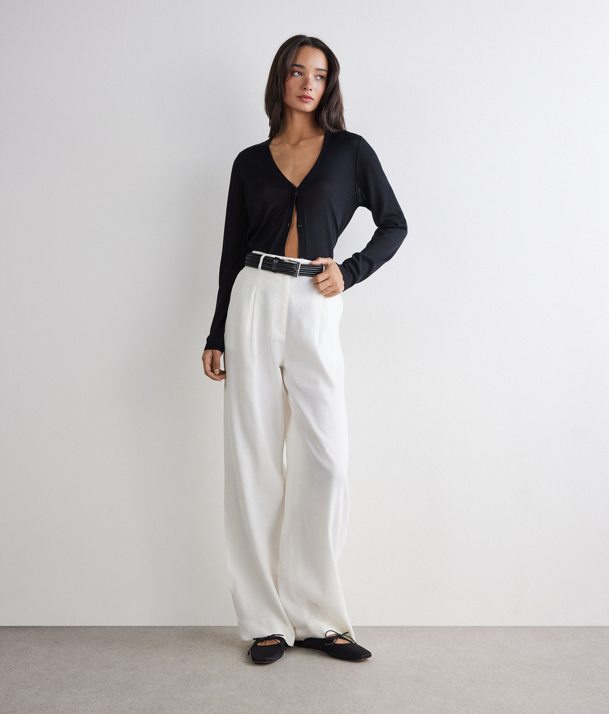 Golfino con scollo a V in cashmere seta