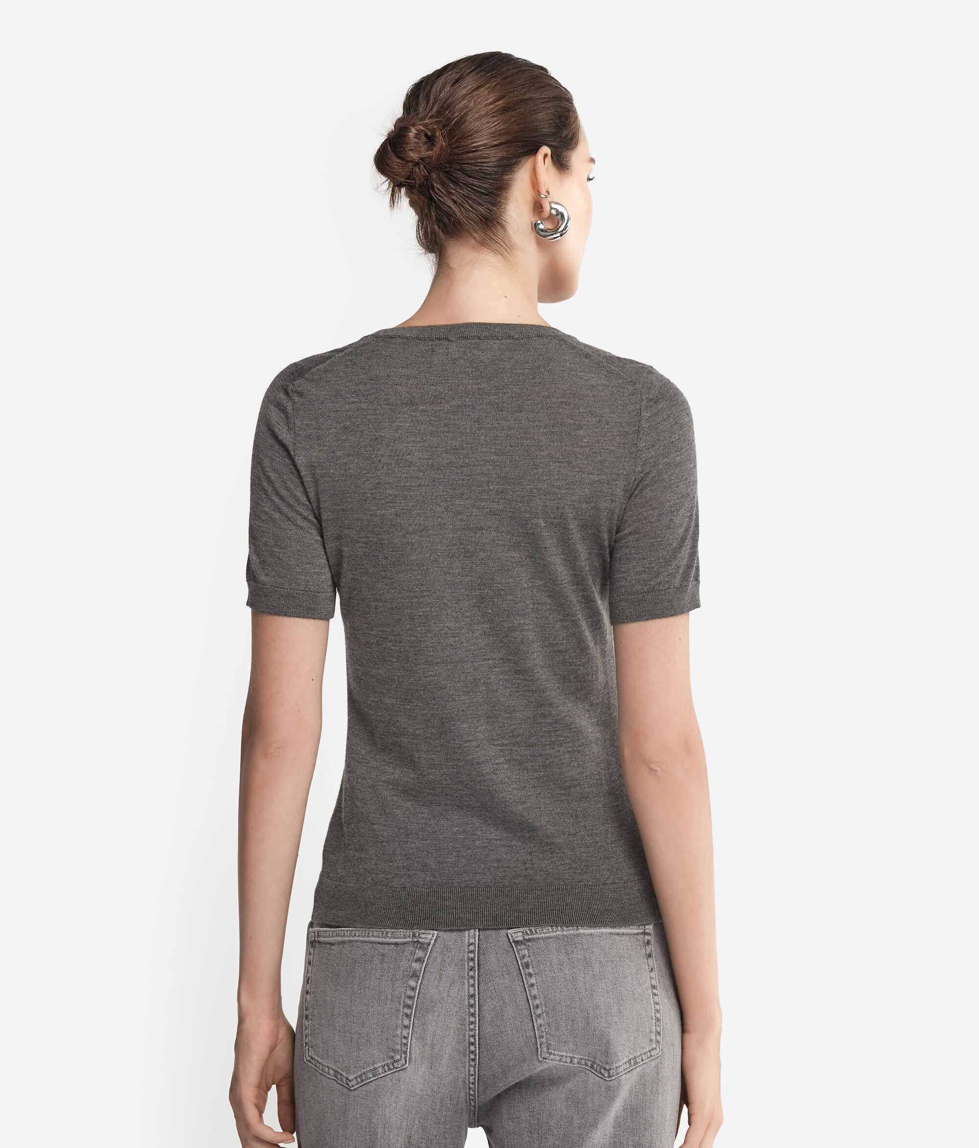 Short-Sleeved Round-Neck Ultrafine Cashmere Top