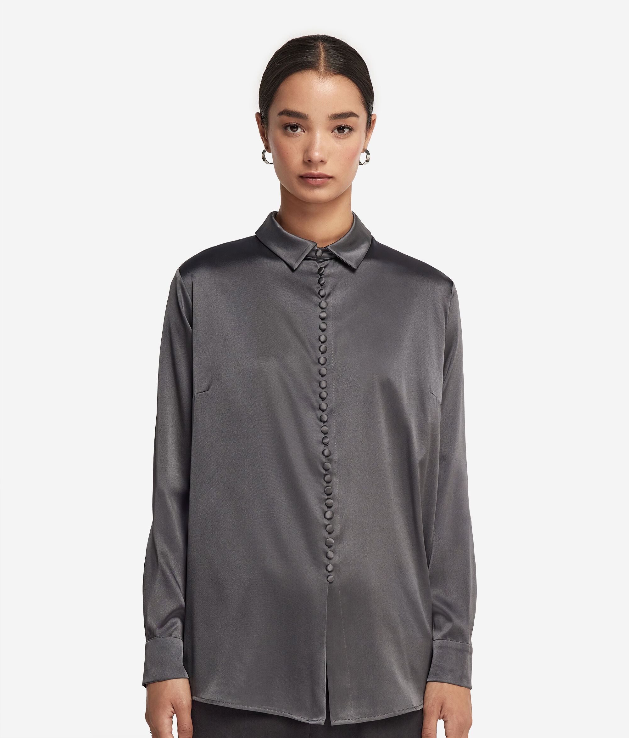 Silk Satin Shirt with Buttons