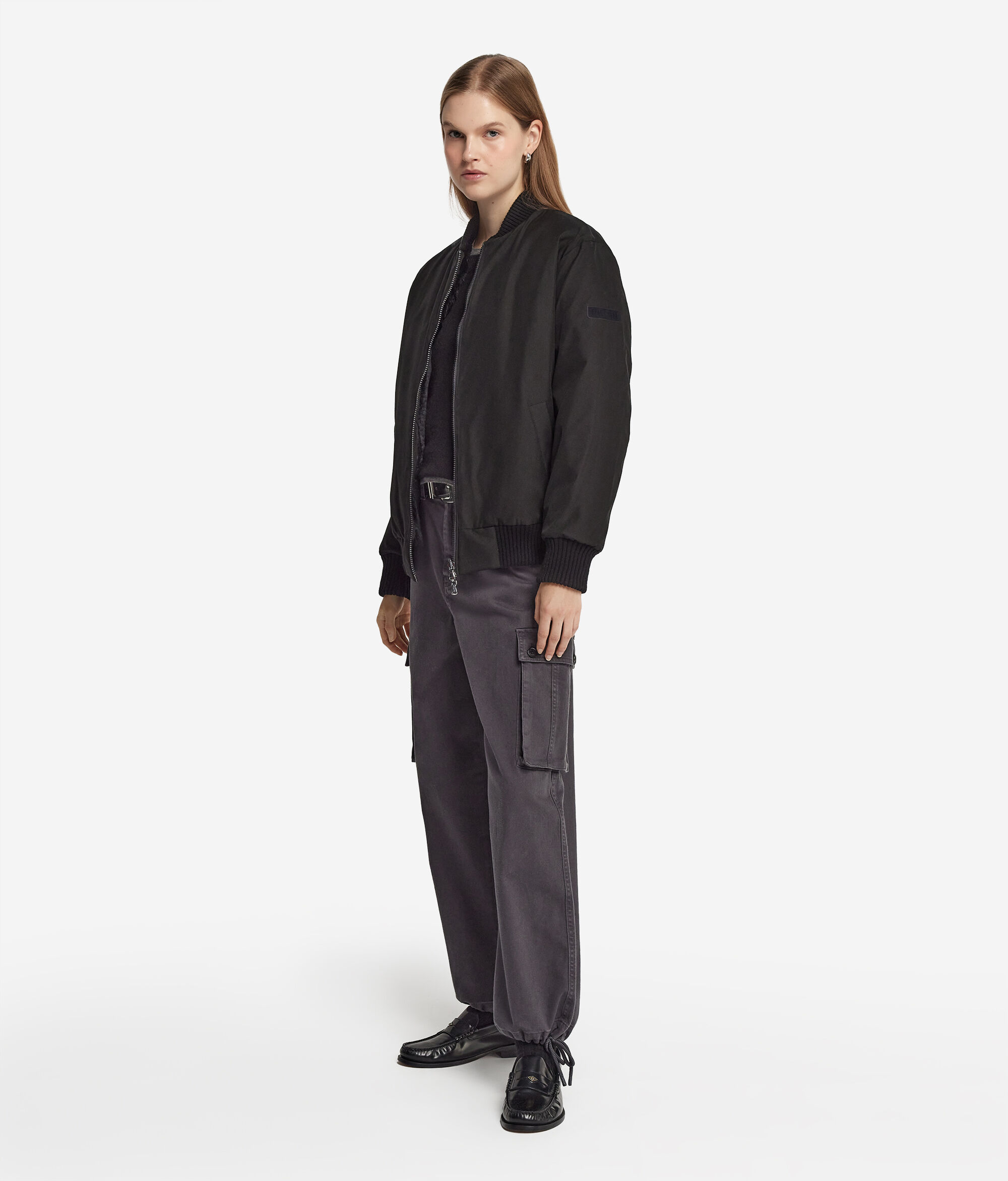Blouson aviateur réversible avec intérieur en lapin