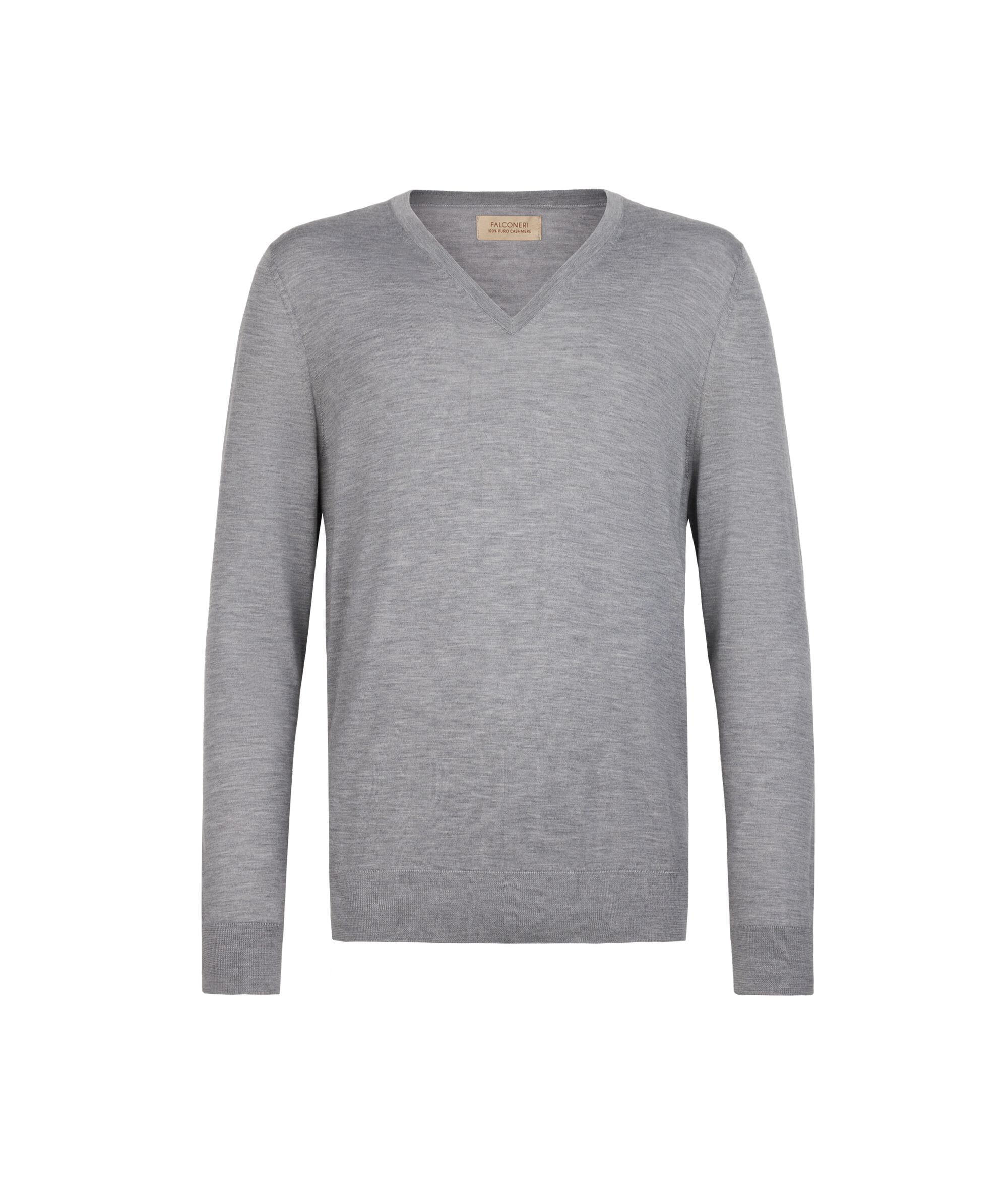 Jersey con cuello de pico de cashmere ultrafine