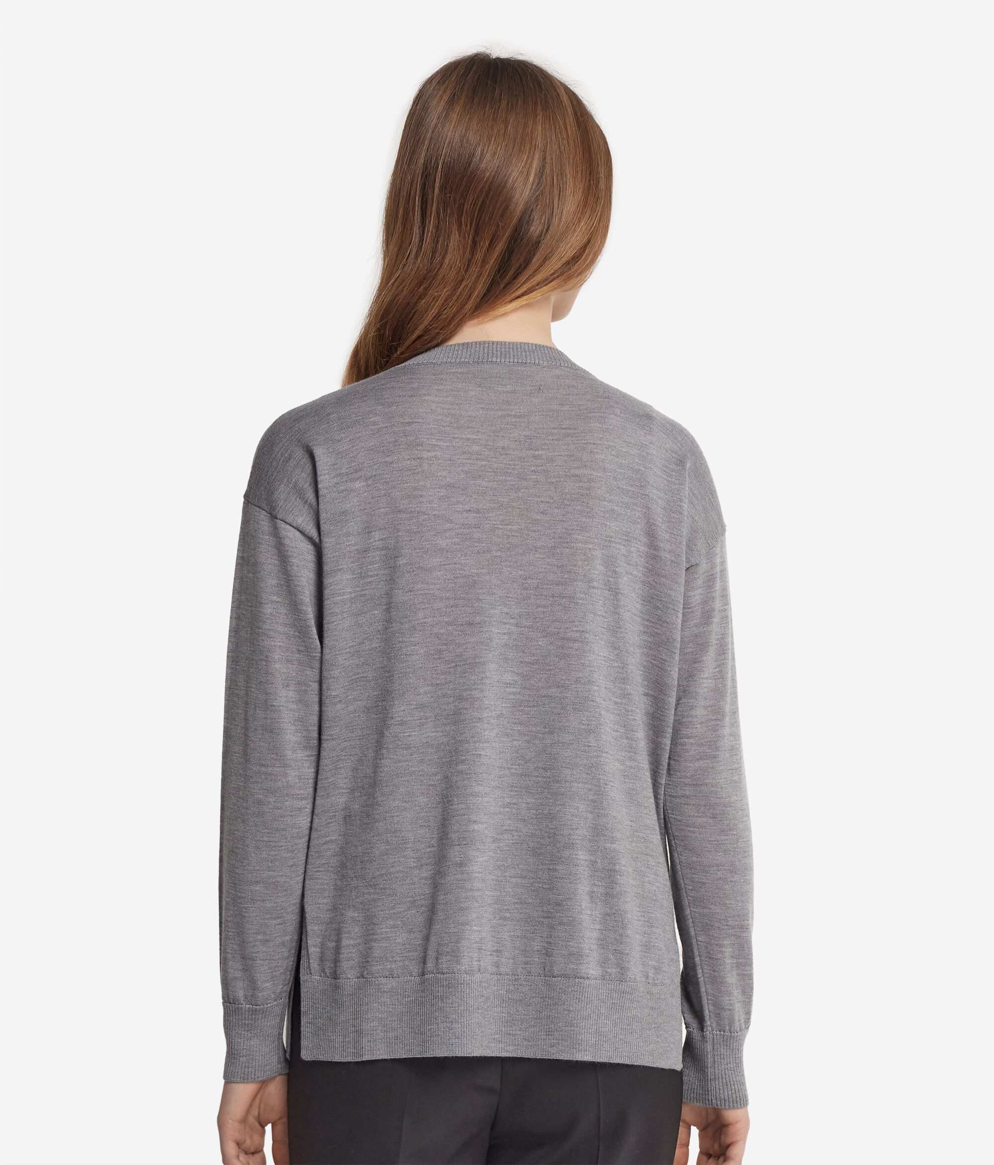 V-Neck Cashmere Jumper with Slits