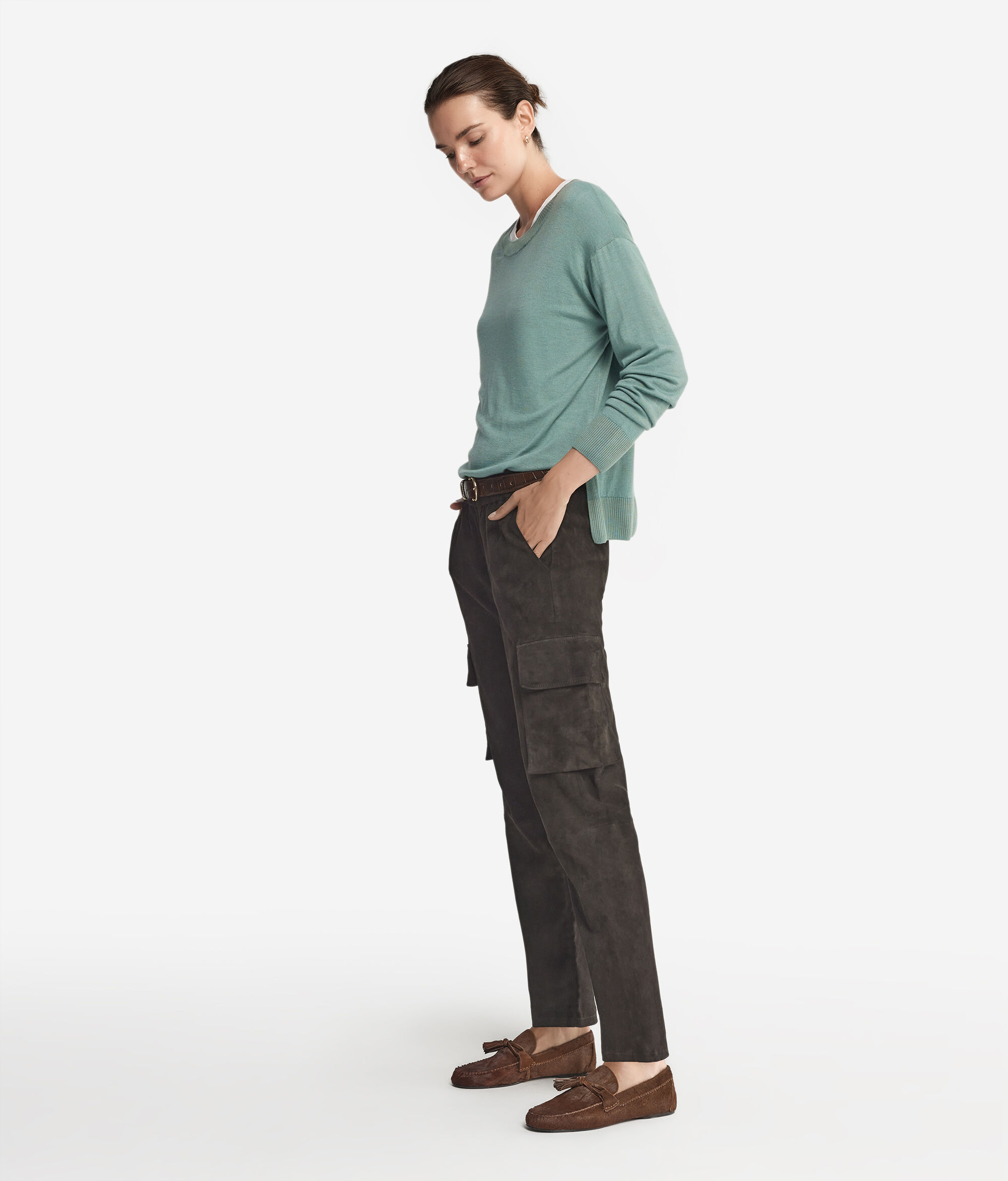 Μπλούζα με Στρογγυλή Λαιμόκοψη από Cashmere με σκισίματα