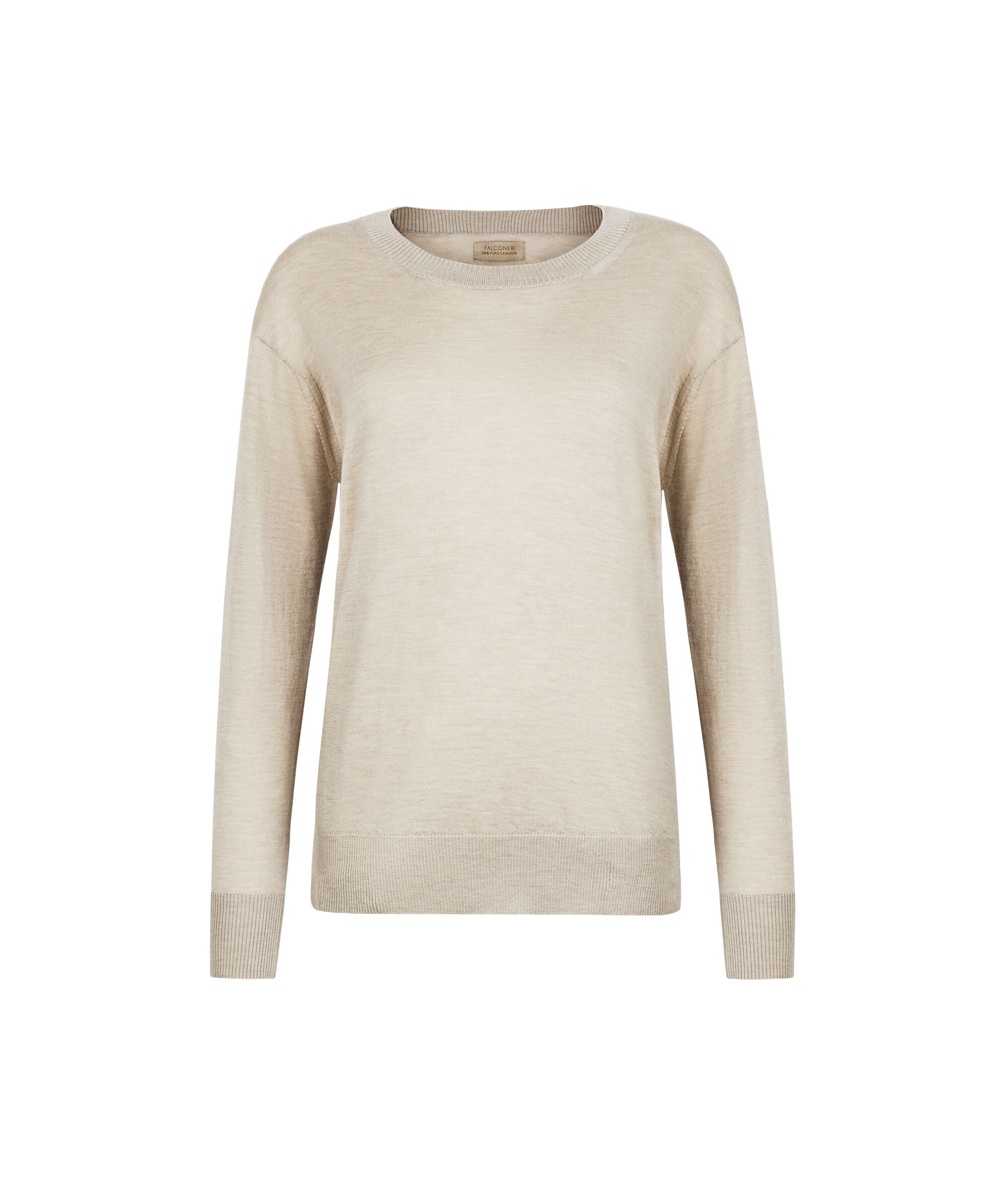 Round-Neck Cashmere Jumper with Slits Colore Stone