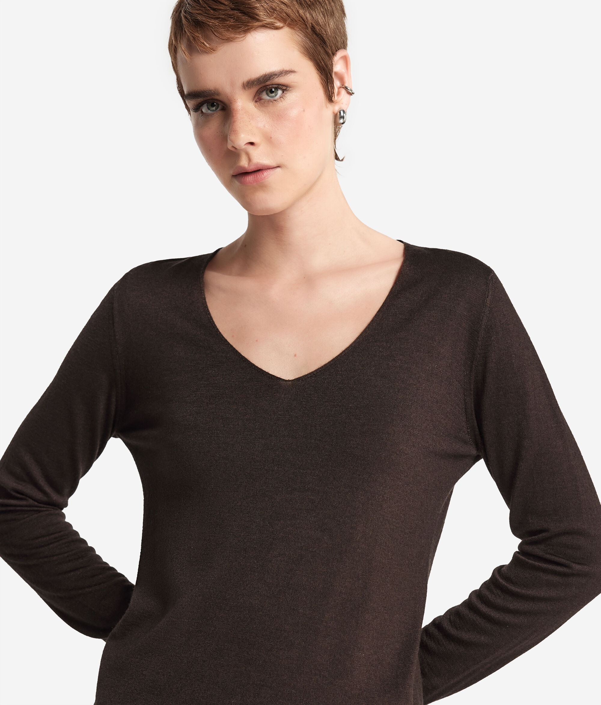 Pullover mit V-Ausschnitt aus Kaschmir Ultrafine