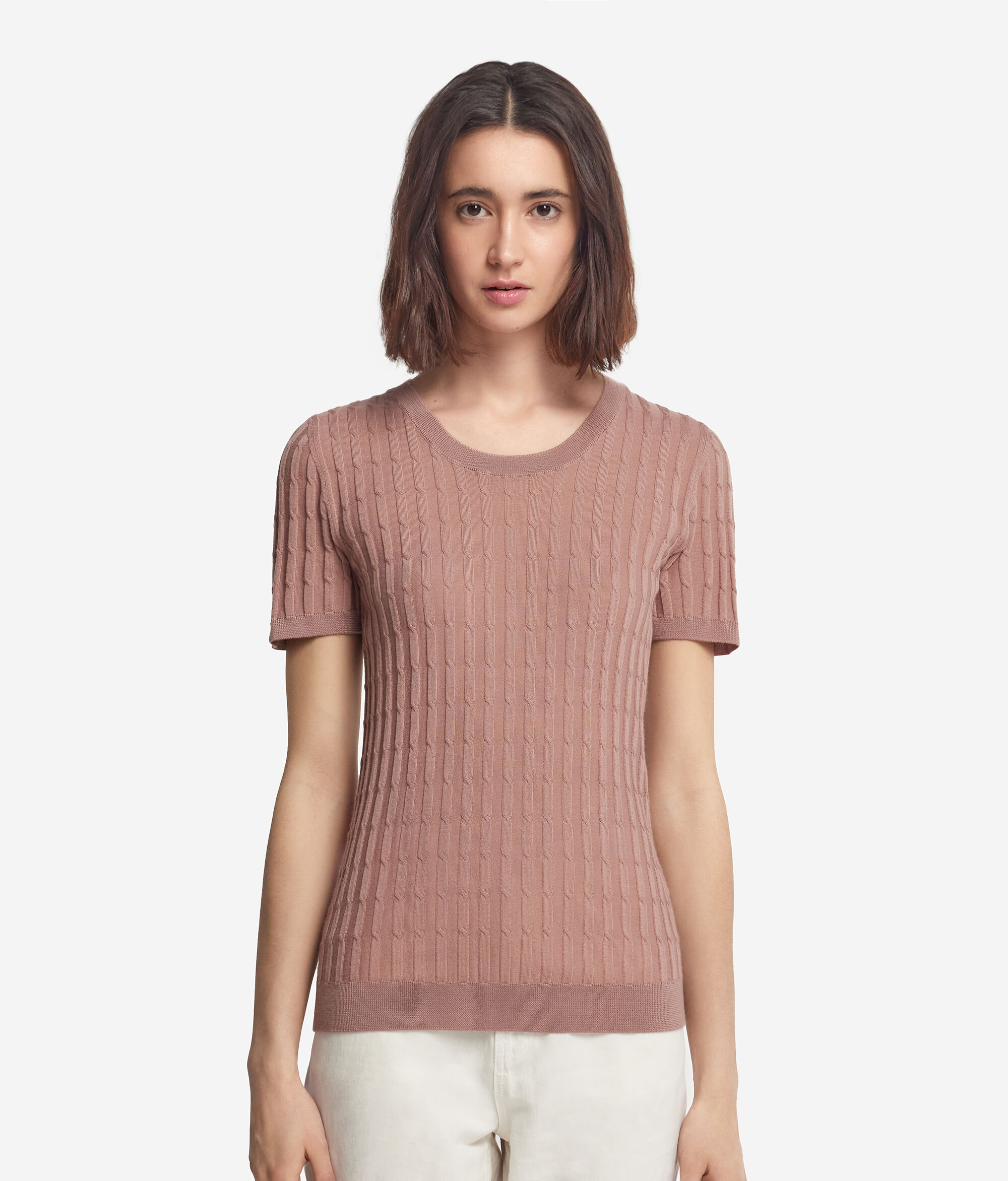 Maglia con Motivo a Treccina in Cashmere Ultrafine