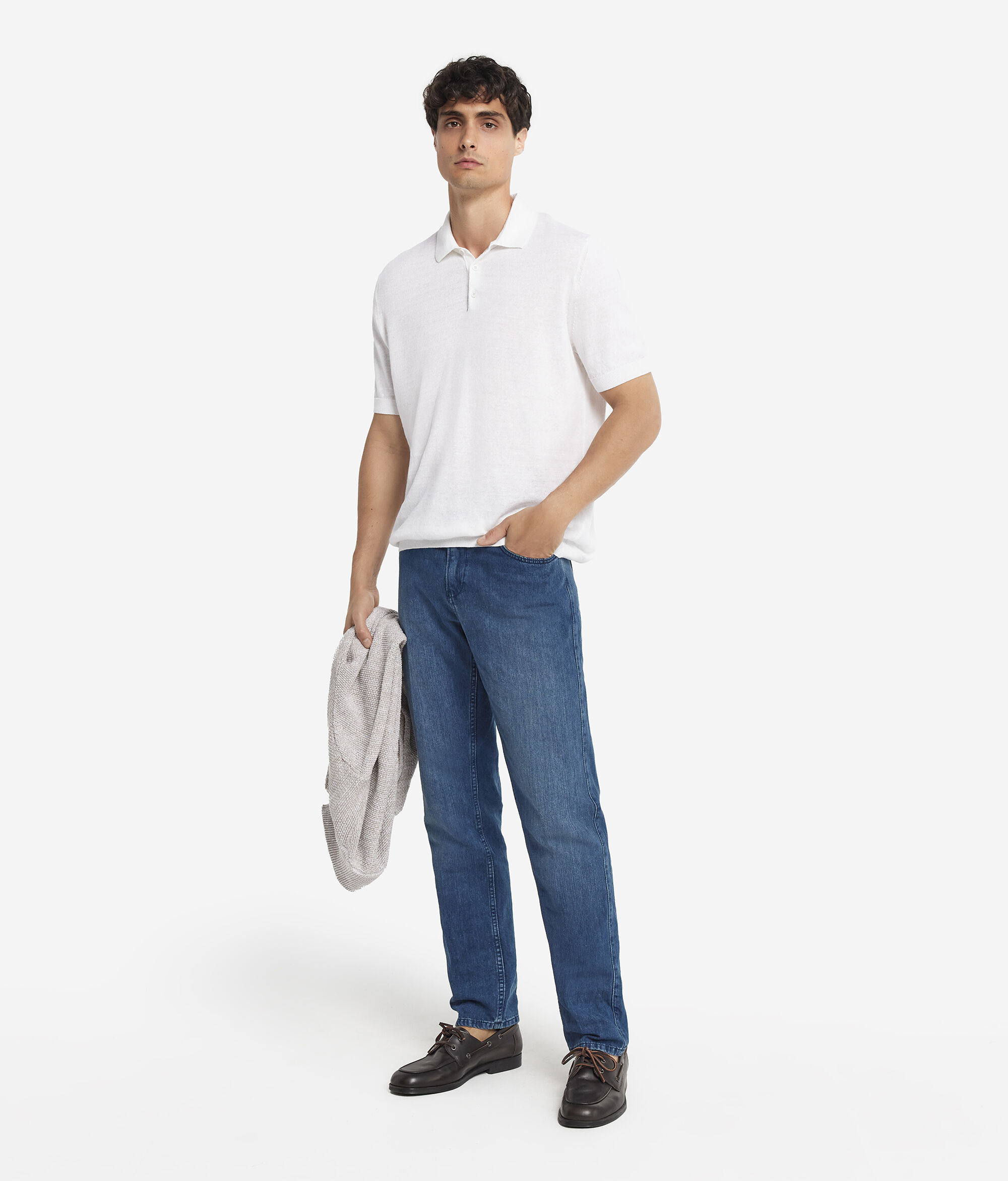 Cotton Linen Short-Sleeved Polo Shirt