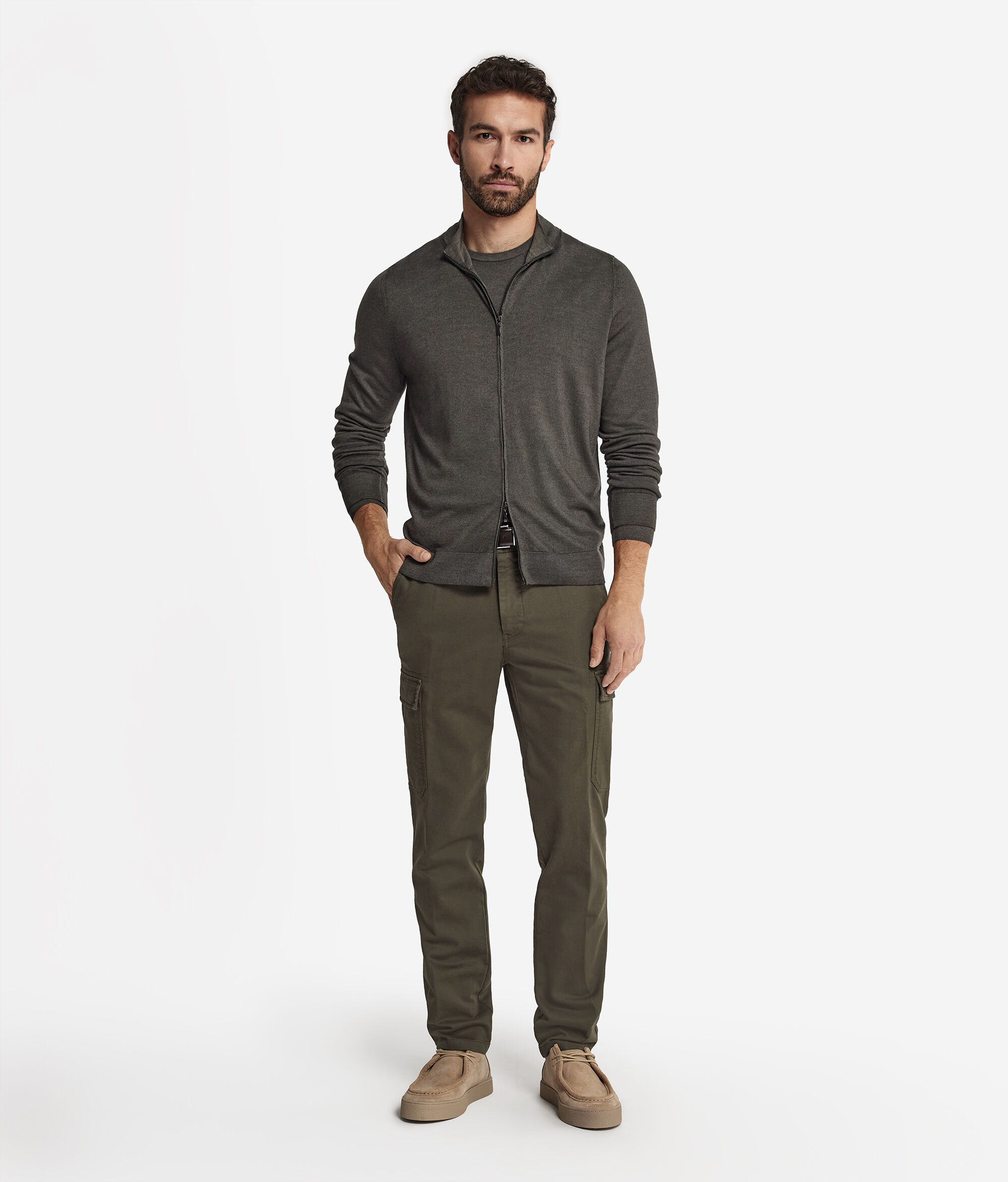 Cardigan con Zip in Cashmere