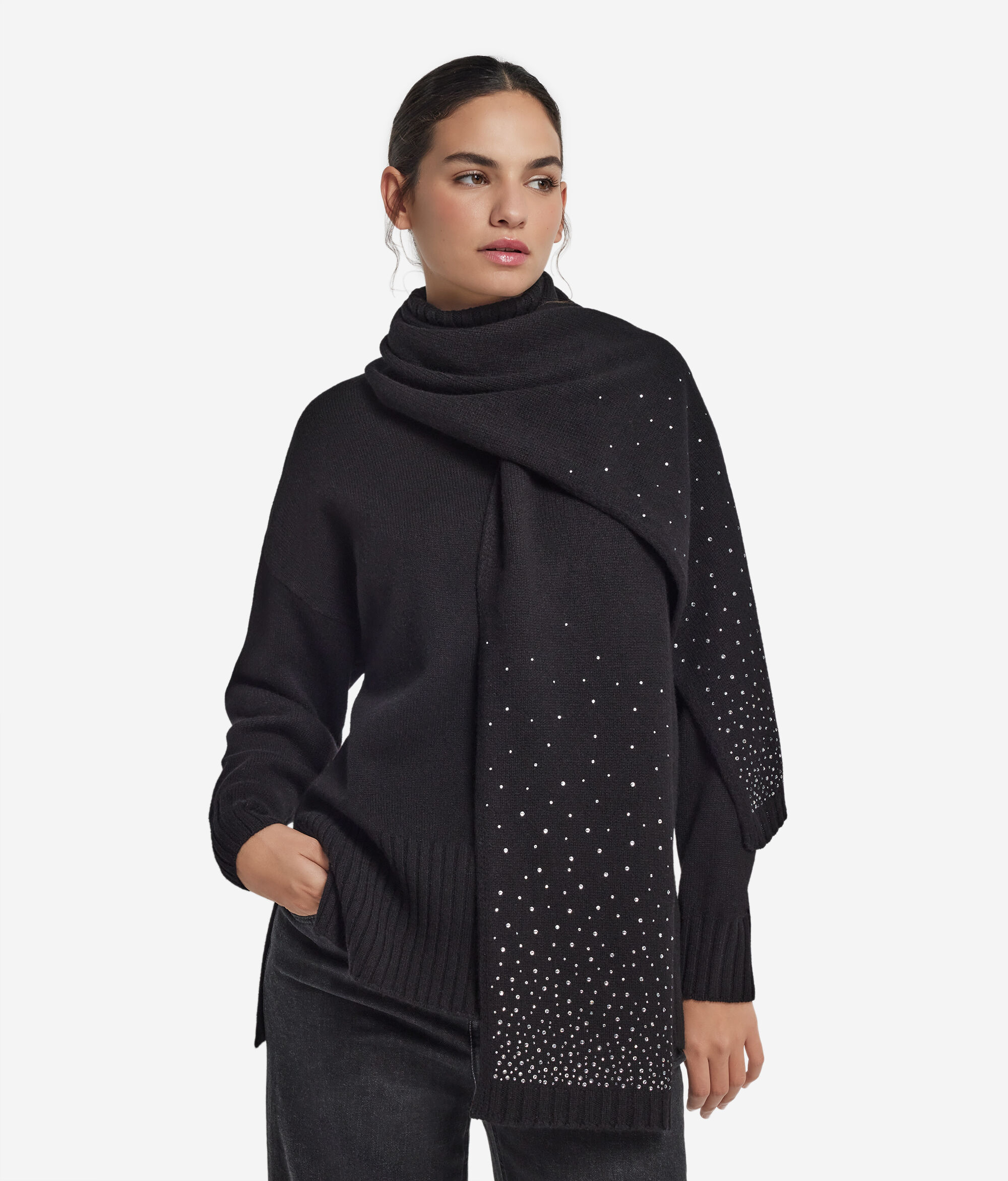 Sciarpa con strass in cashmere