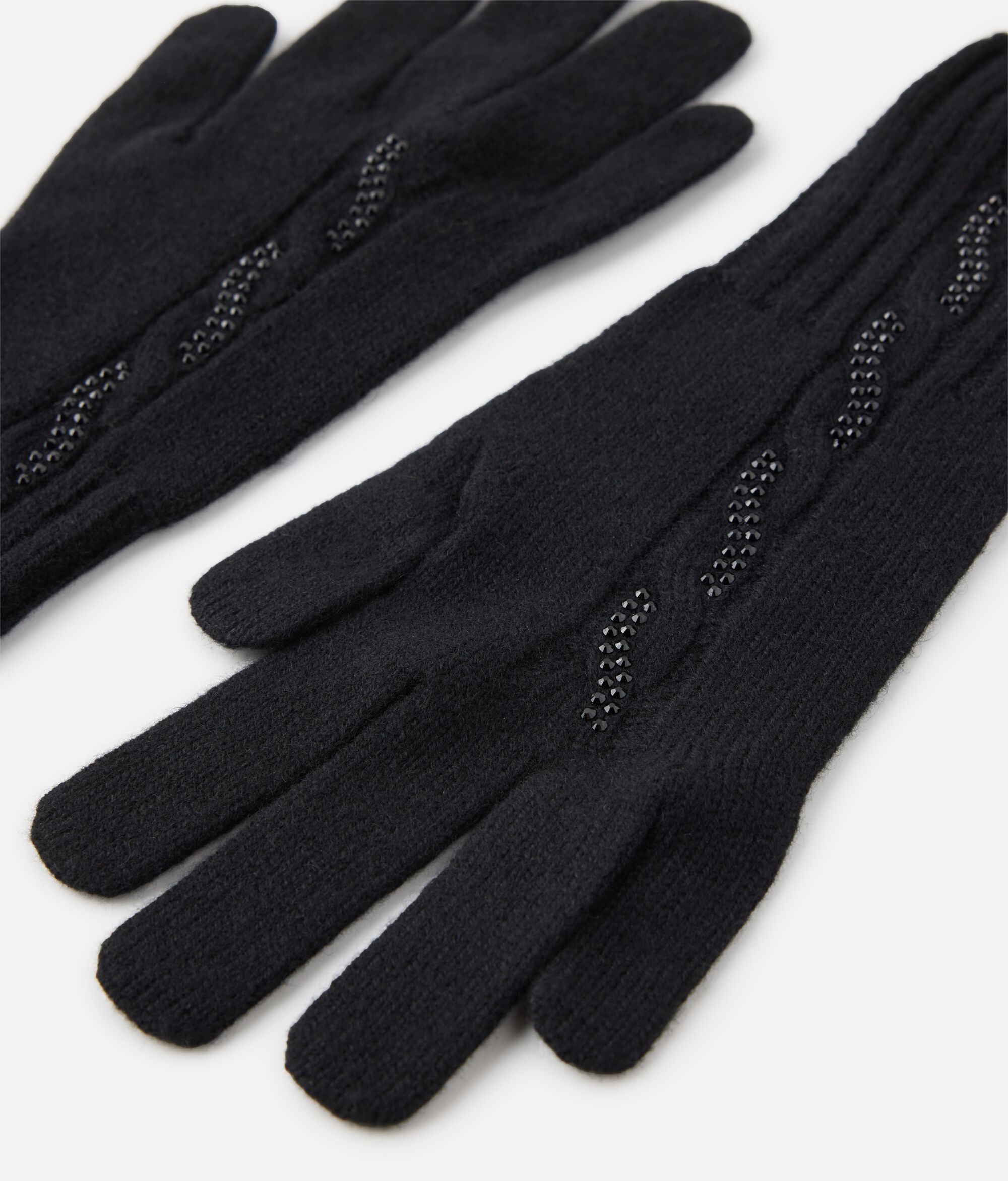 Handschuhe aus Kaschmir Ultrasoft mit Zopfmuster und Strass