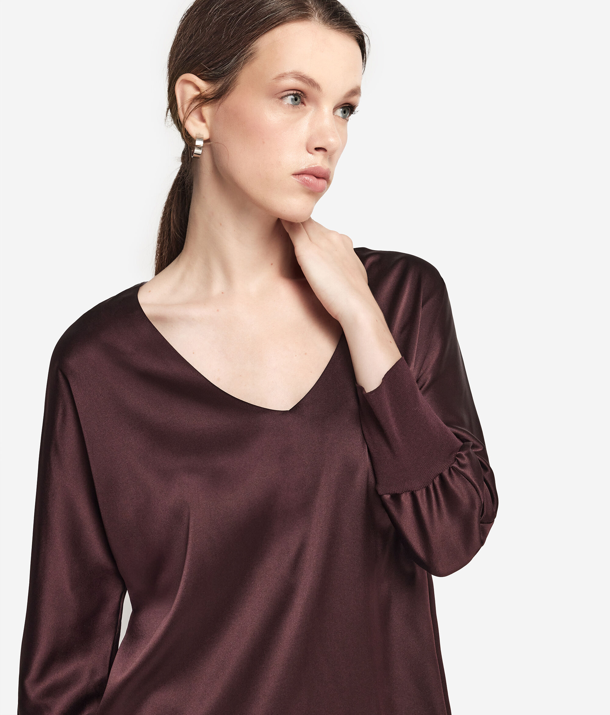 Blusa Scollo a V in Seta