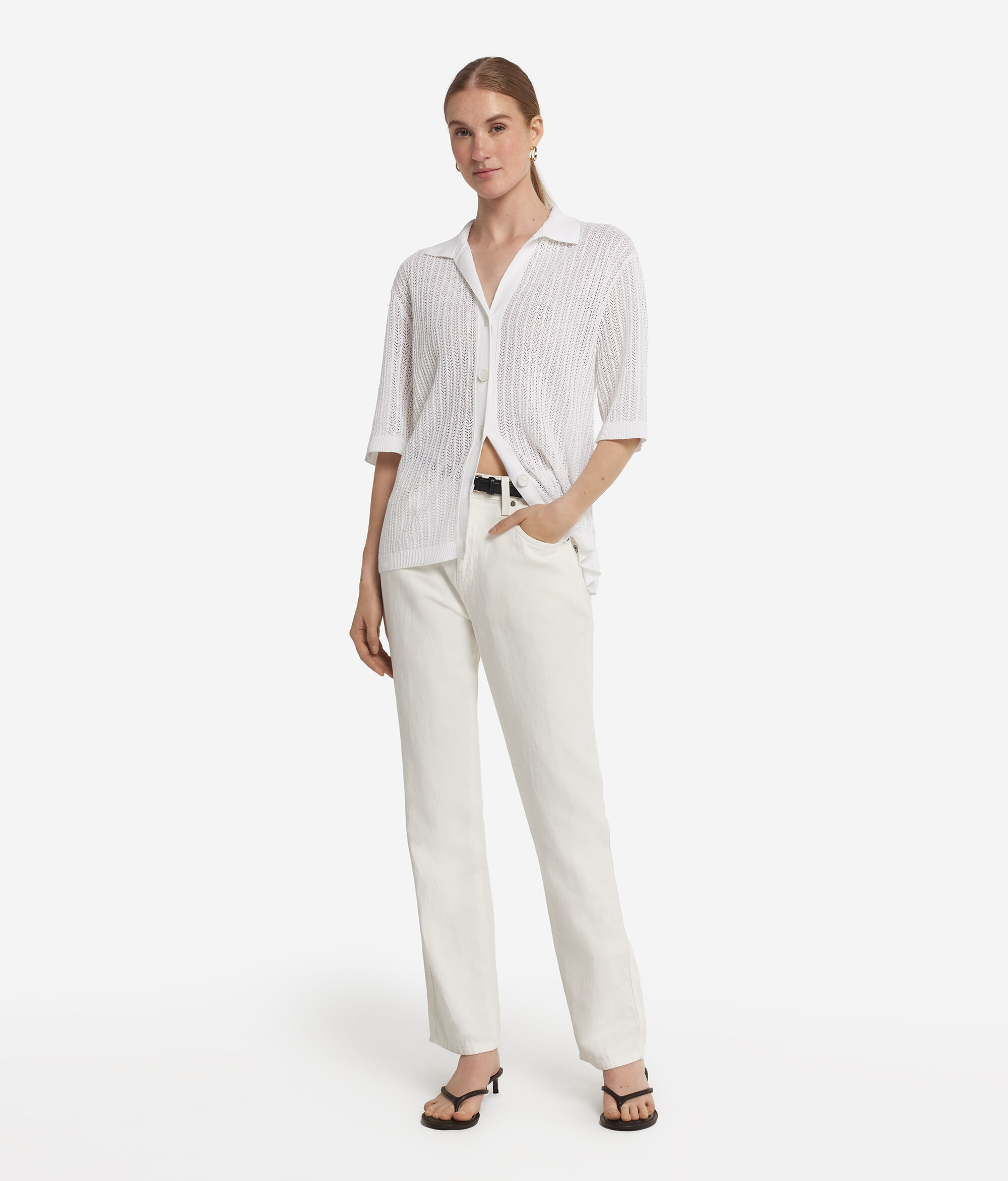 Cotton Shirt with Fretted Ribbing